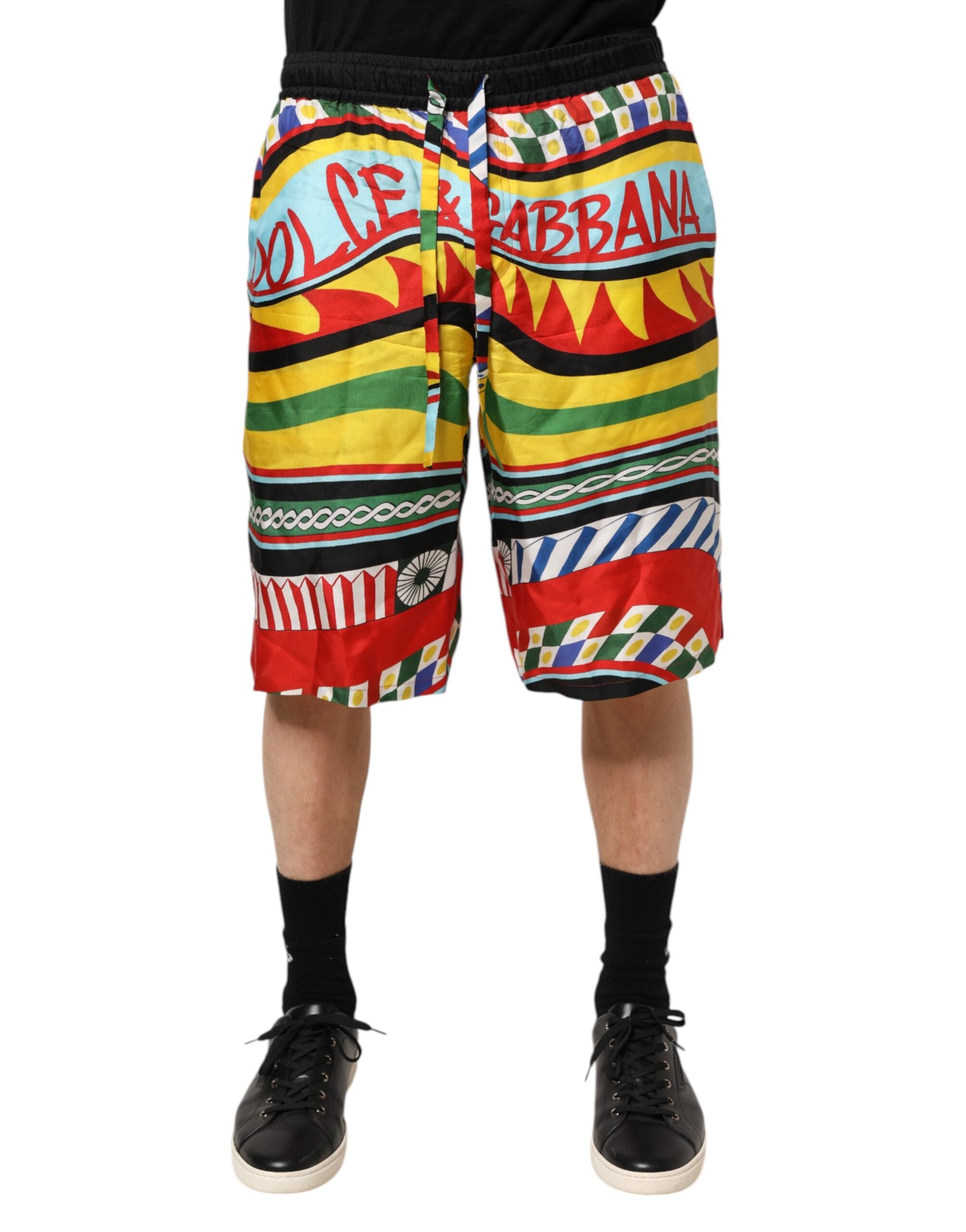 Dolce & Gabbana Multicolor Sizilianische Carretto Shorts Bademode-1