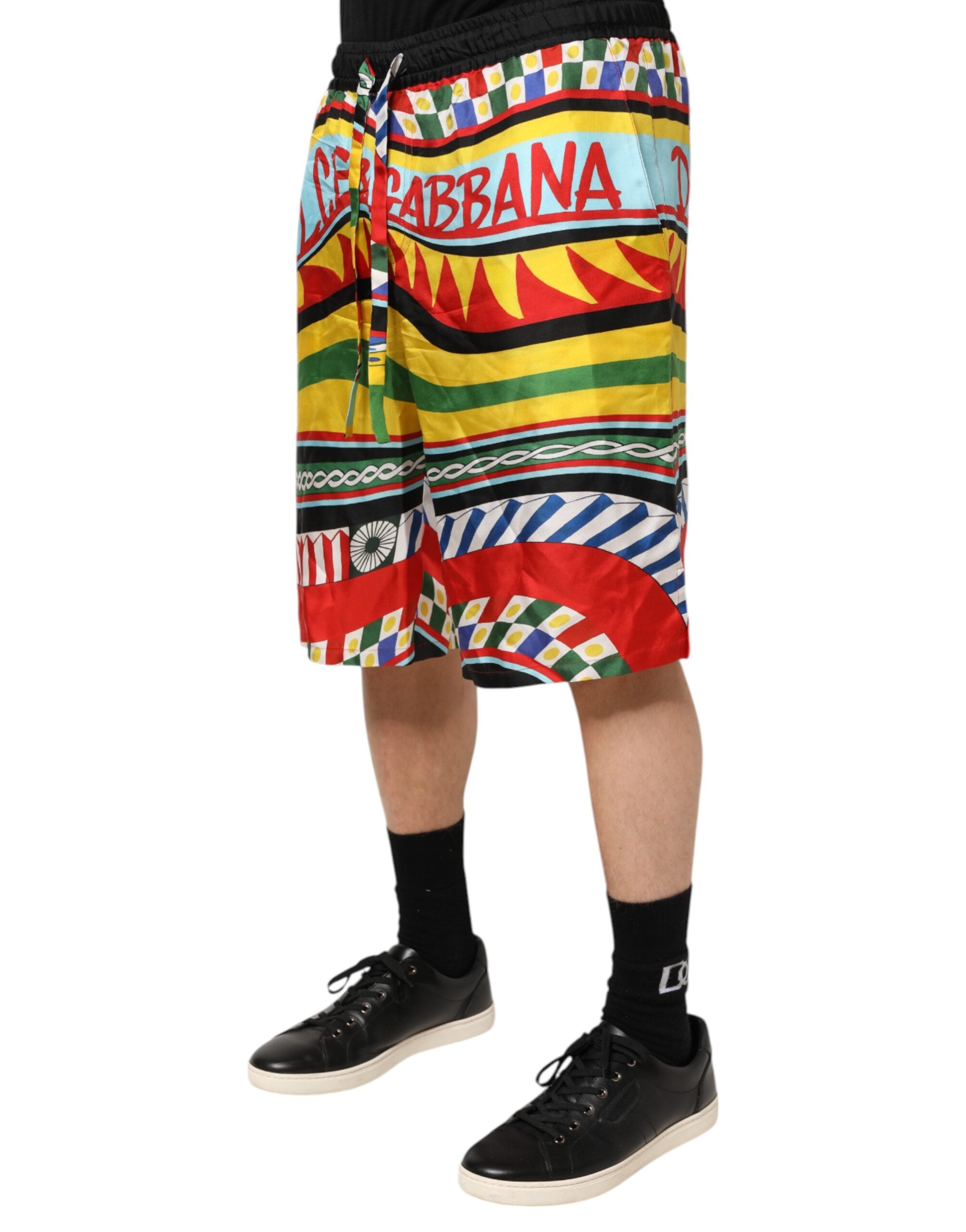 Dolce & Gabbana Multicolor Sizilianische Carretto Shorts Bademode-3