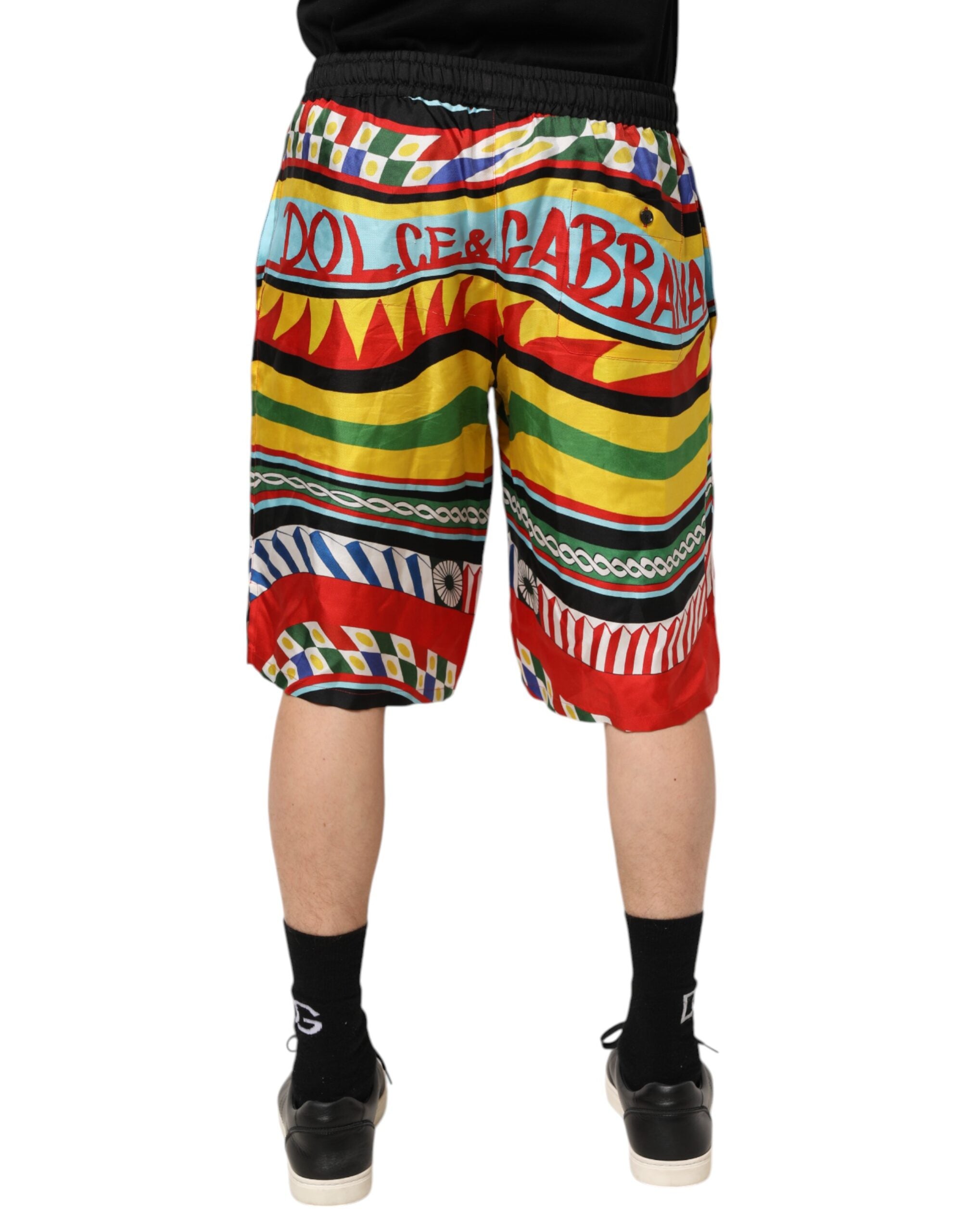 Dolce & Gabbana Multicolor Sizilianische Carretto Shorts Bademode-4