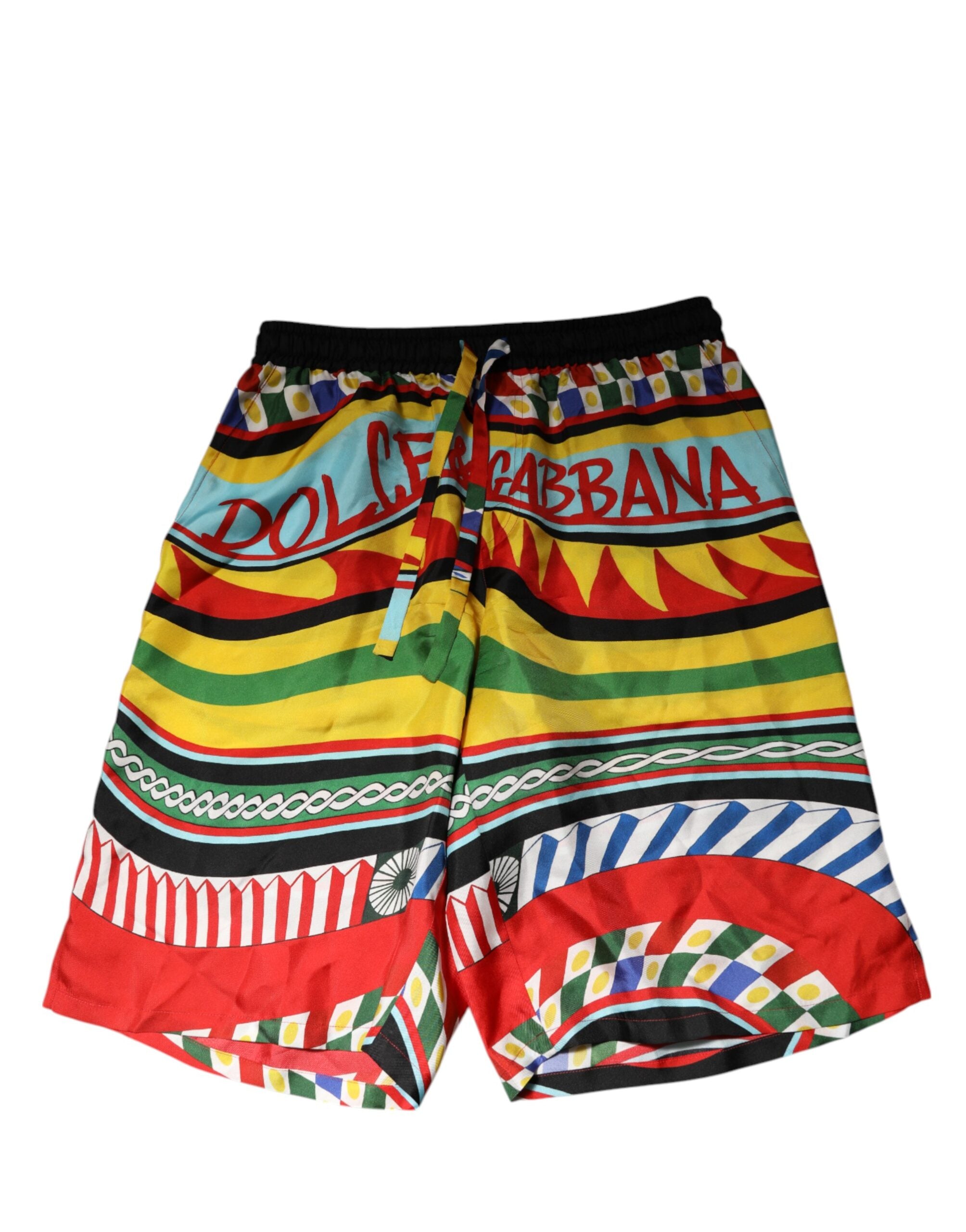 Dolce & Gabbana Multicolor Sizilianische Carretto Shorts Bademode-5