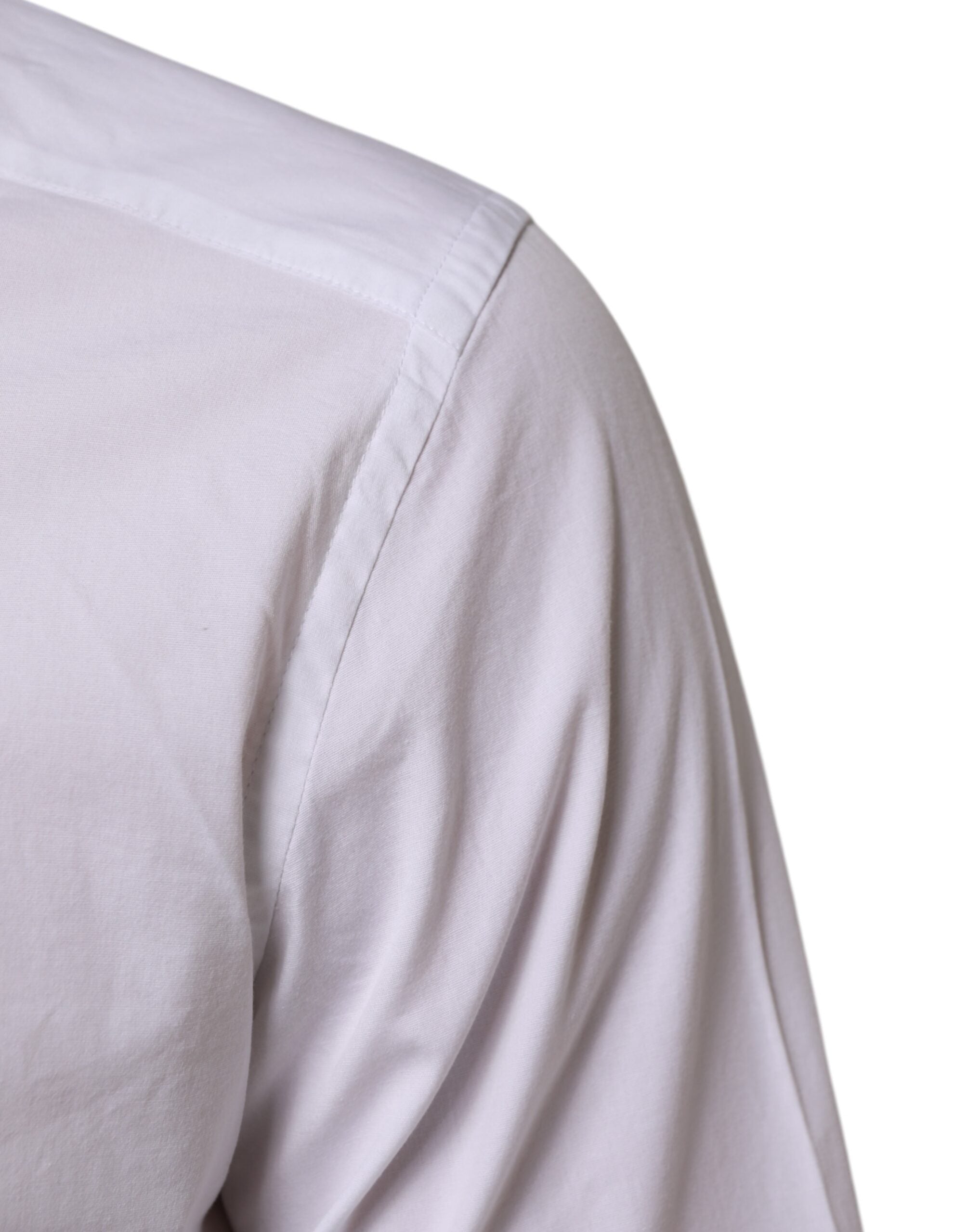 Camisa formal de manga larga para hombre Dolce & Gabbana de algodón blanco dorado-6