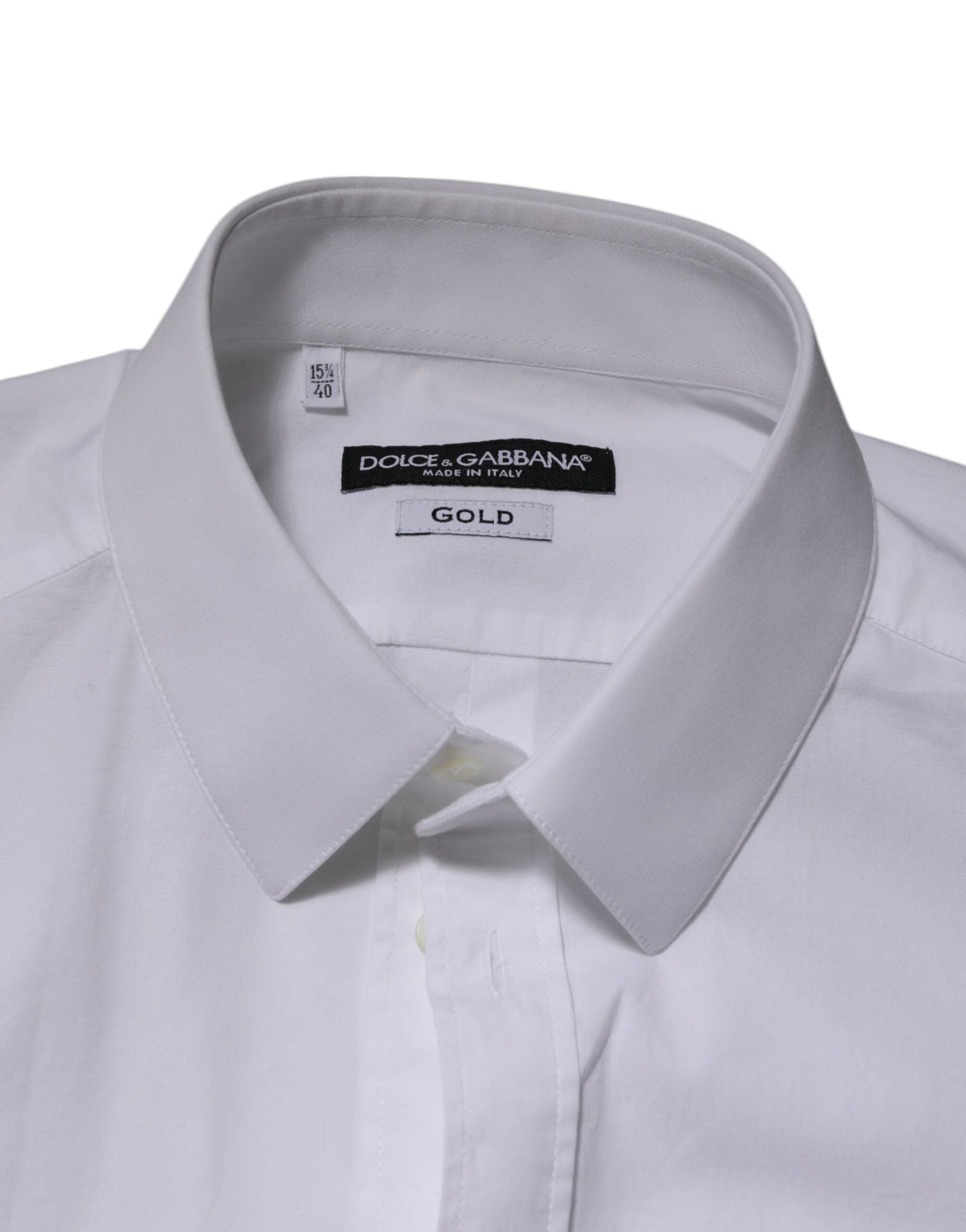 Camisa formal de manga larga para hombre Dolce & Gabbana de algodón blanco dorado-7