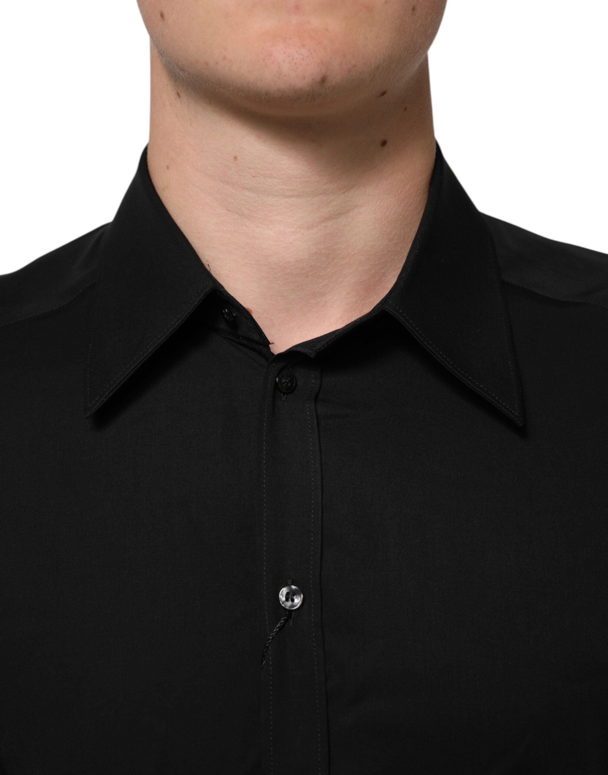 Camisa negra de viscosa de manga larga de Dolce & Gabbana para ocasiones formales-5