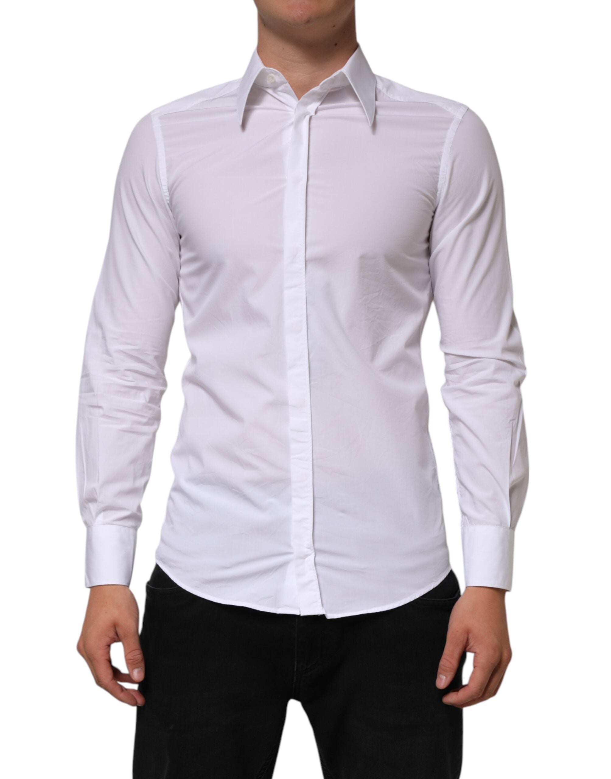 Dolce & Gabbana white cotton long-sleeved shirt MARTINI-1