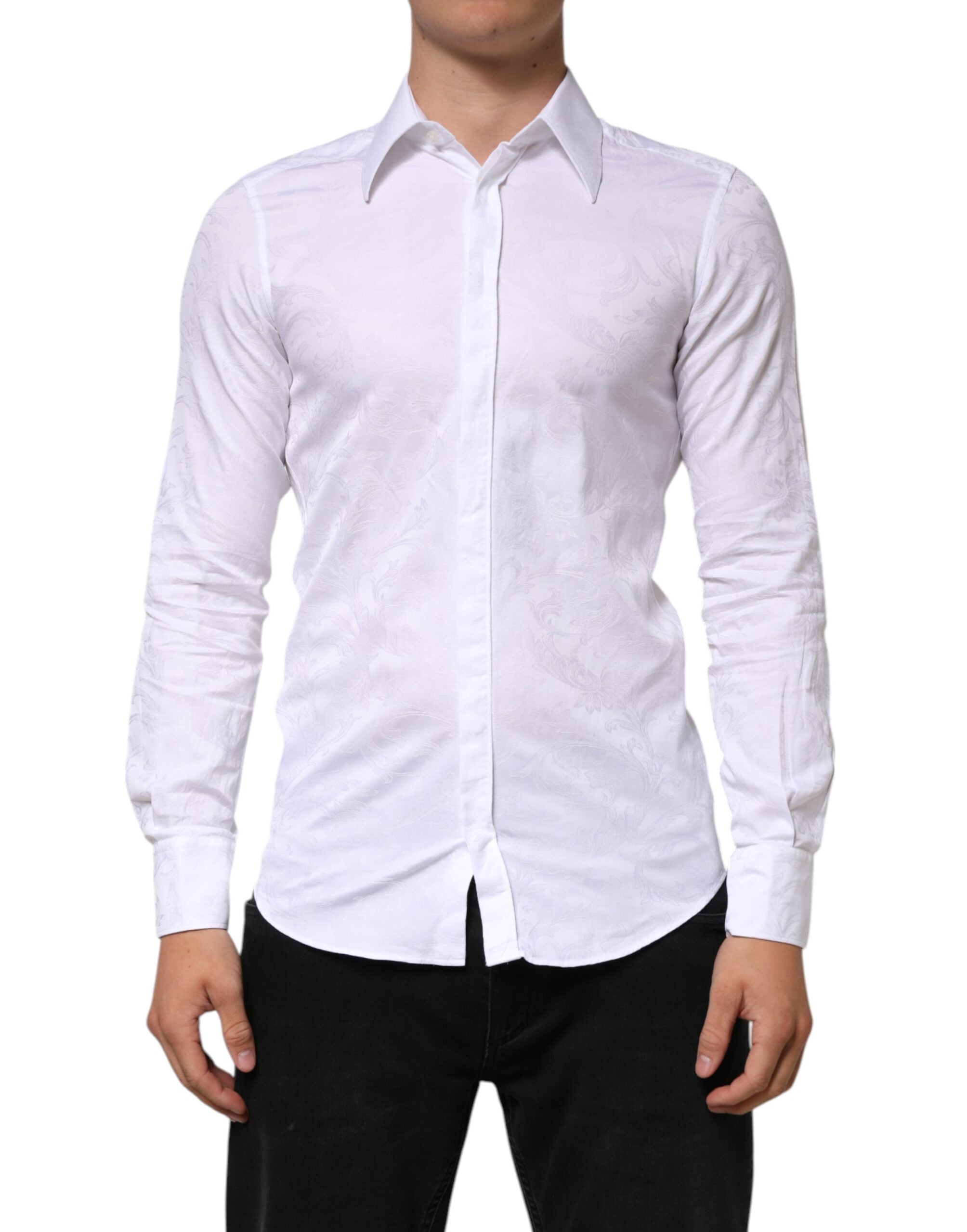 Dolce & Gabbana Weißes MARTINI Hemd aus Baumwolle mit Paisley-Jacquardmuster-1
