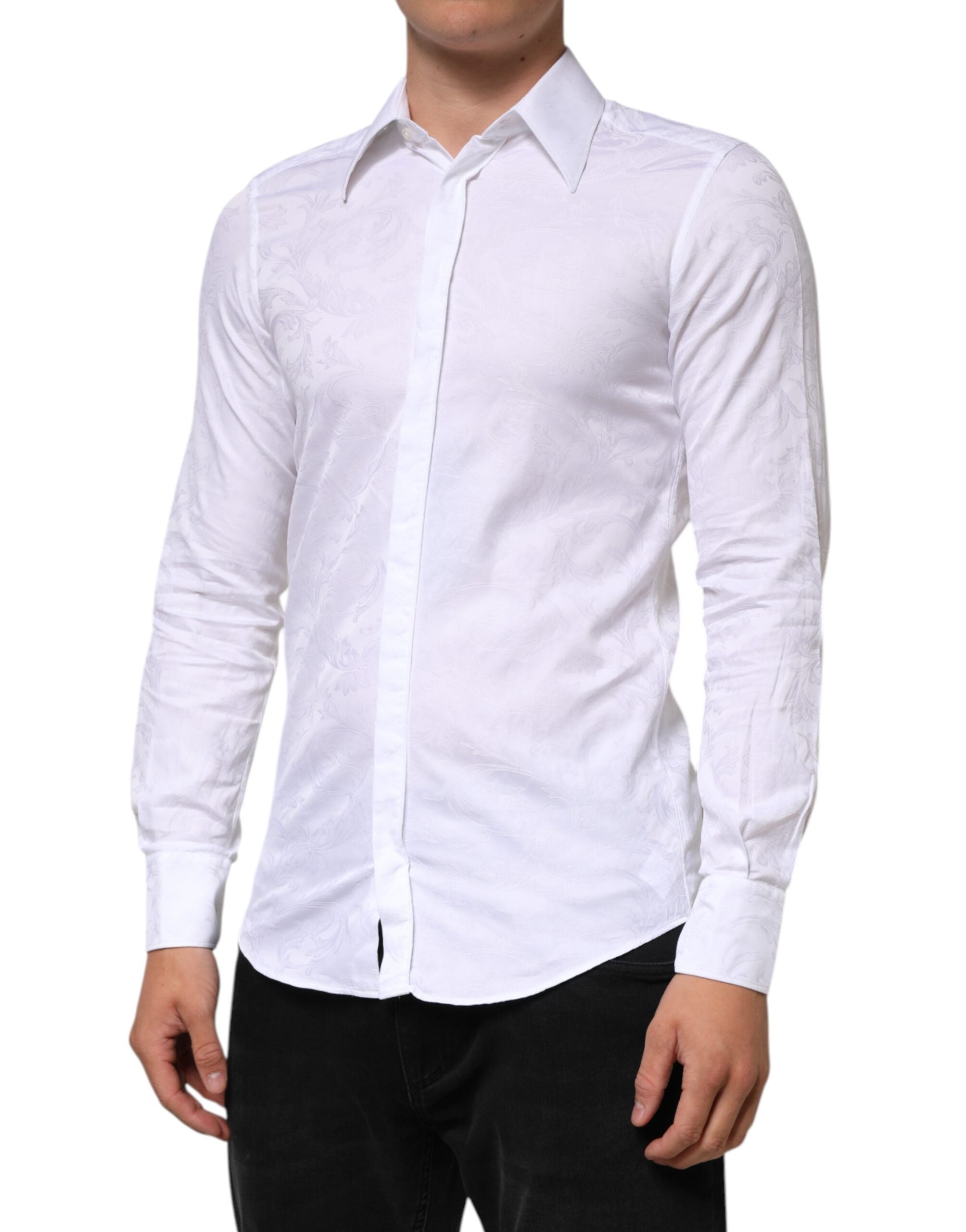 Dolce & Gabbana Weißes MARTINI Hemd aus Baumwolle mit Paisley-Jacquardmuster-3