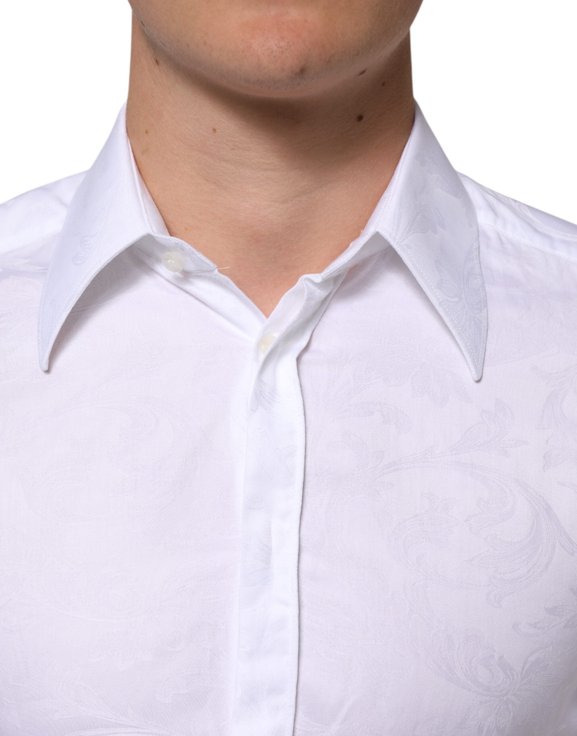 Dolce & Gabbana Weißes MARTINI Hemd aus Baumwolle mit Paisley-Jacquardmuster-5