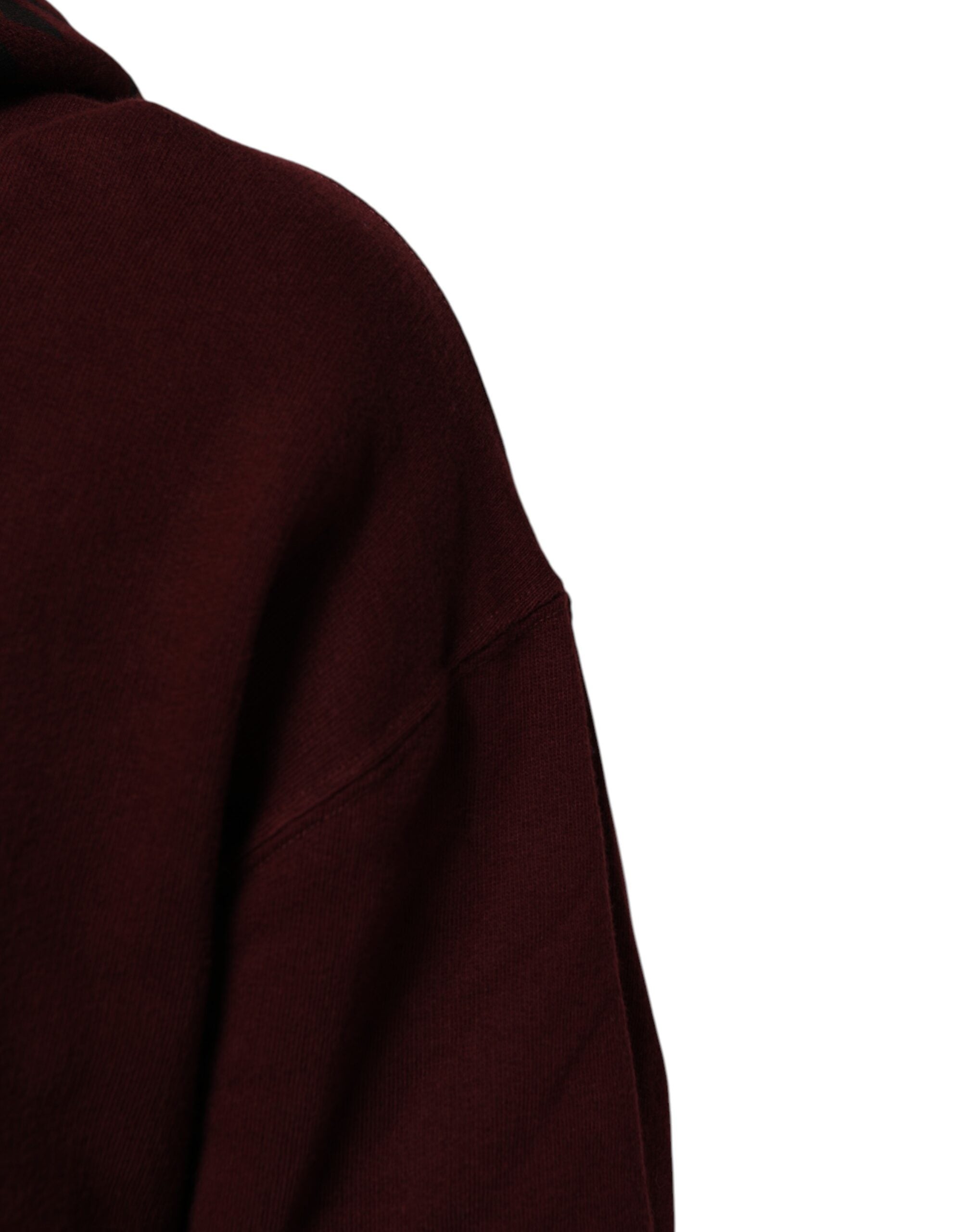 Dolce & Gabbana Burgundy Cotton Plaid Lined Men's Hoodie Pullover-6