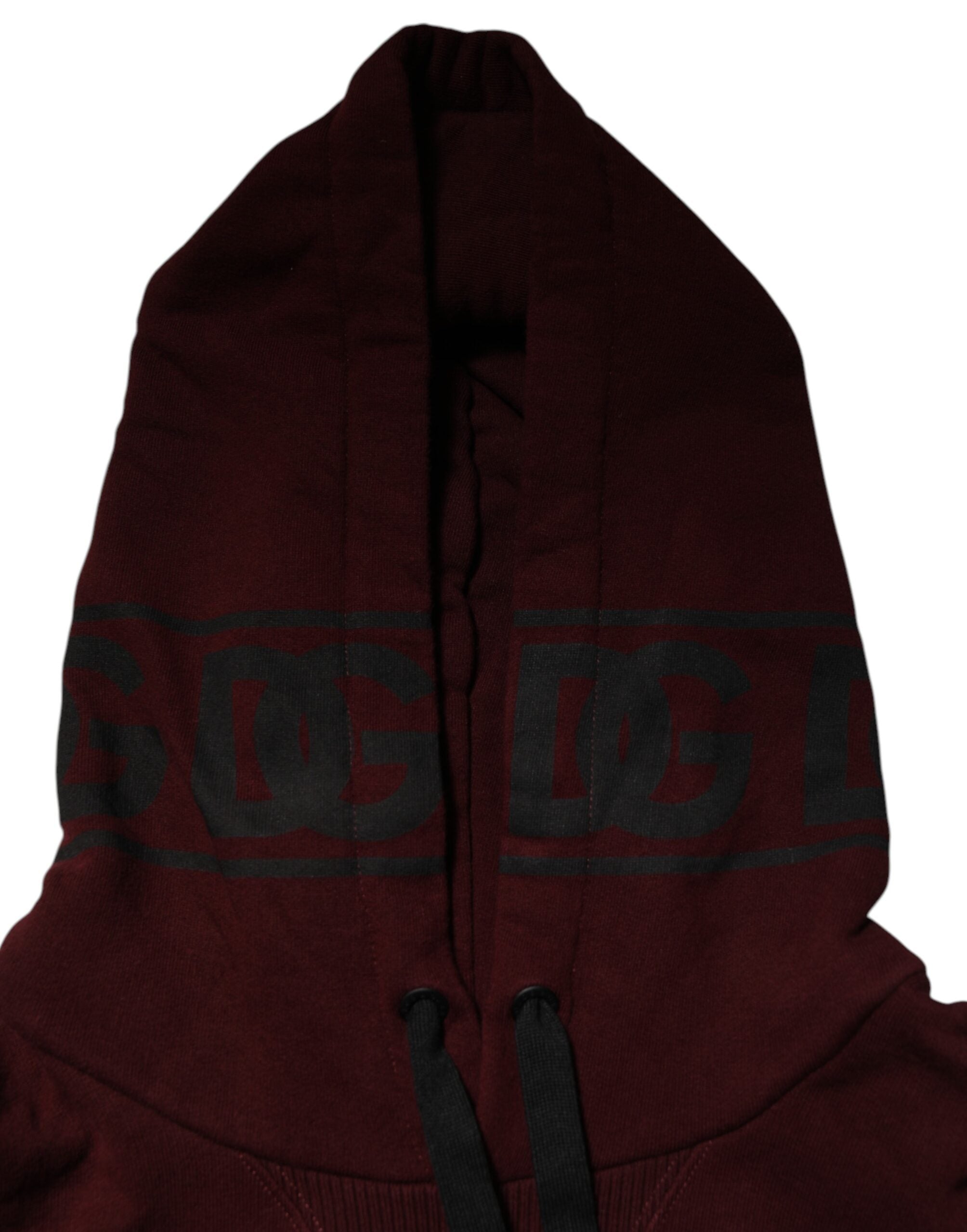 Dolce & Gabbana Burgundy Cotton Plaid Lined Men's Hoodie Pullover-7