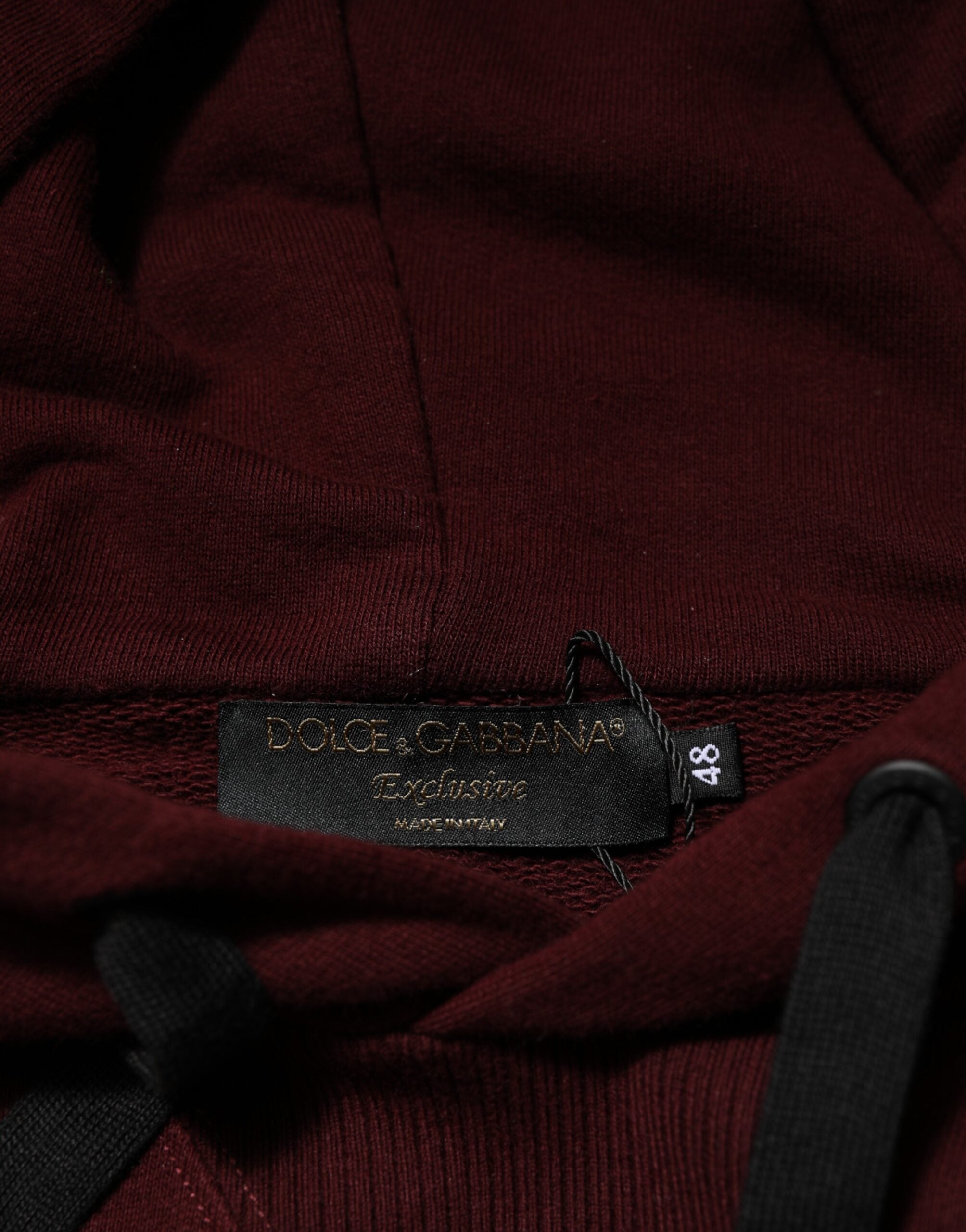 Dolce & Gabbana Burgundy Cotton Plaid Lined Men's Hoodie Pullover-8