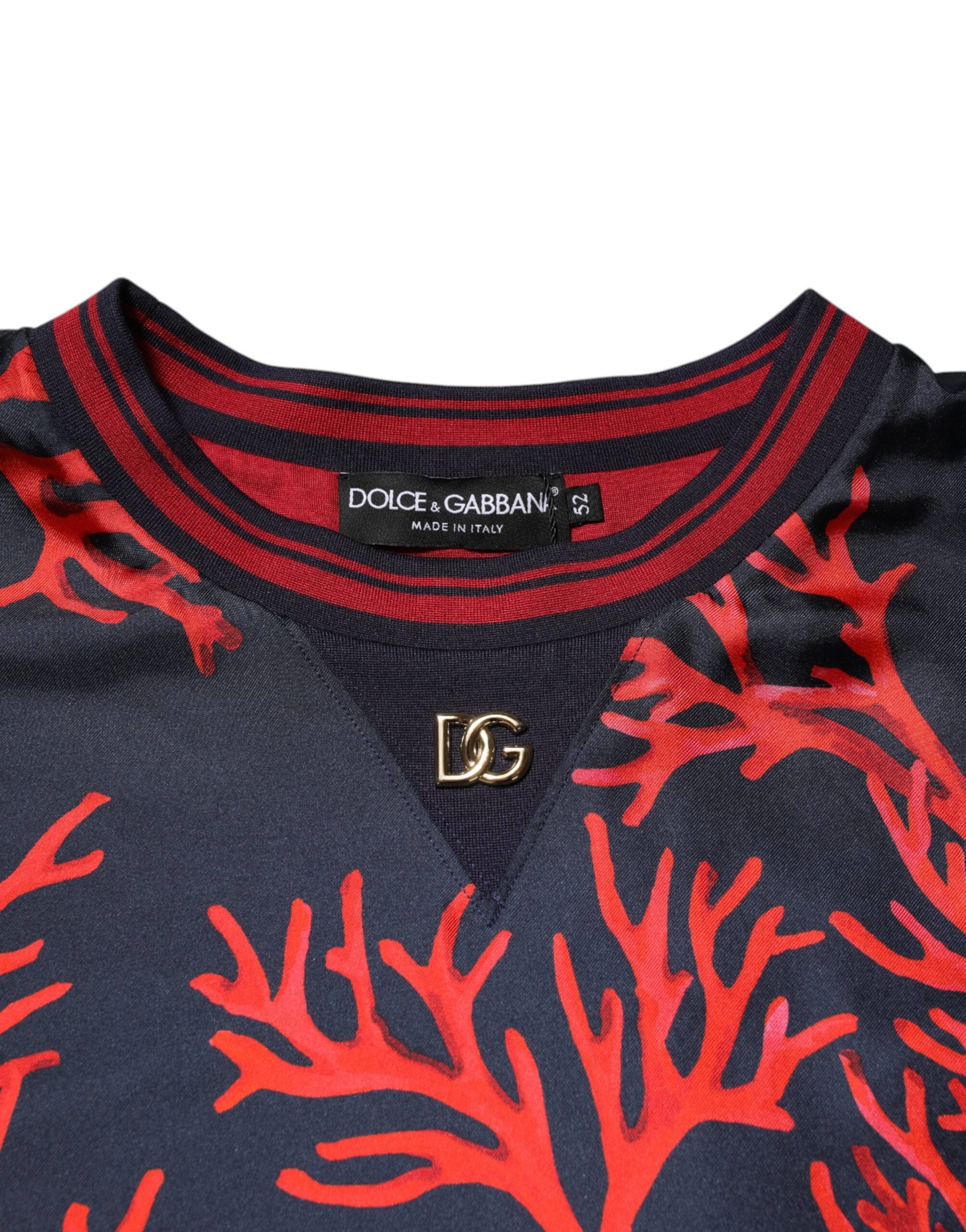 Dolce & Gabbana Marineblauer Pullover mit Korallendruck Pullover aus Seide-5