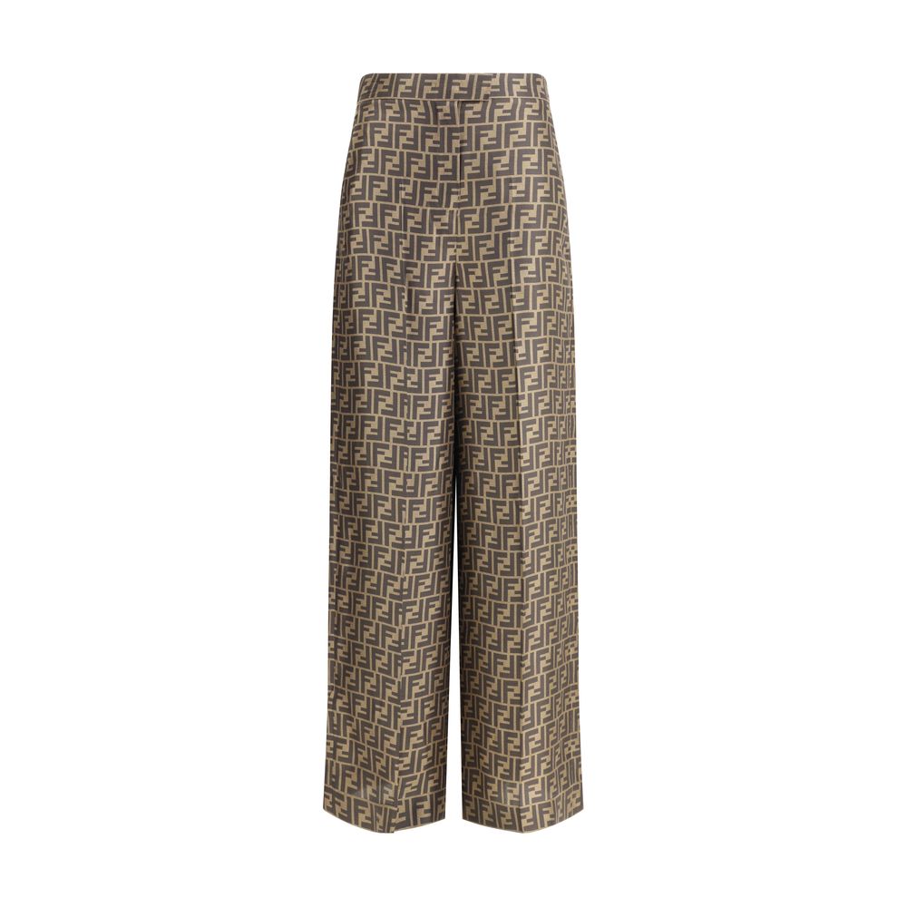 Fendi brown silk trousers for everyday wear