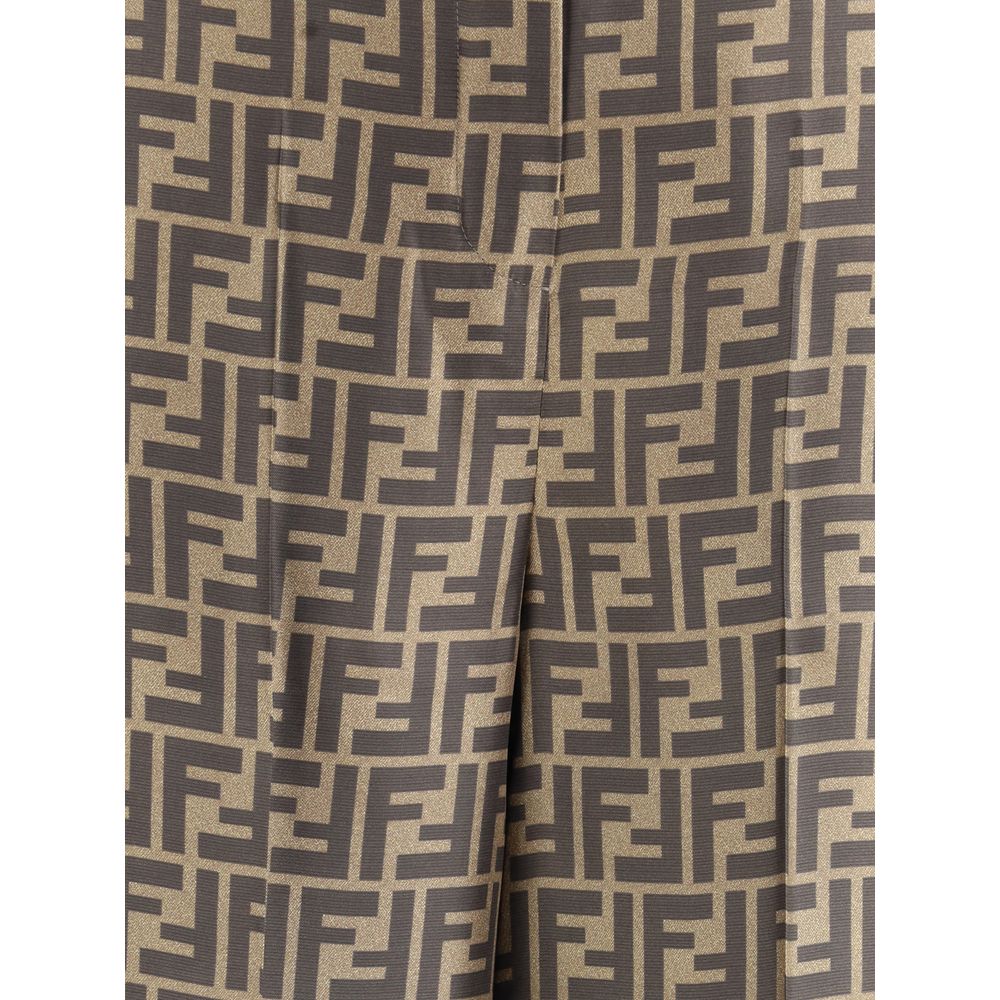 Pantalones de seda marrón Fendi para uso diario-3