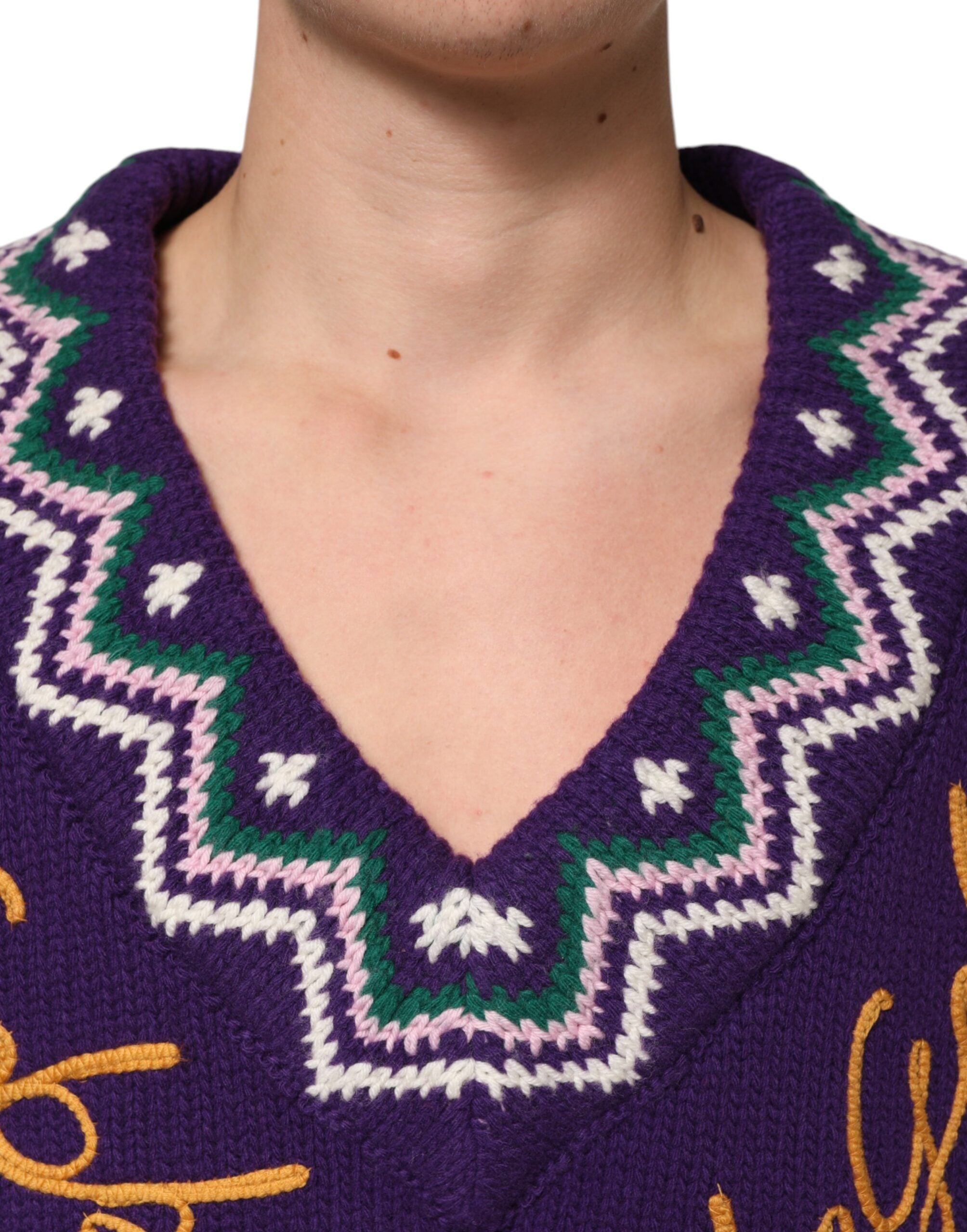 Dolce & Gabbana Purple Wool DG Logo Men's Knit Sweater-5