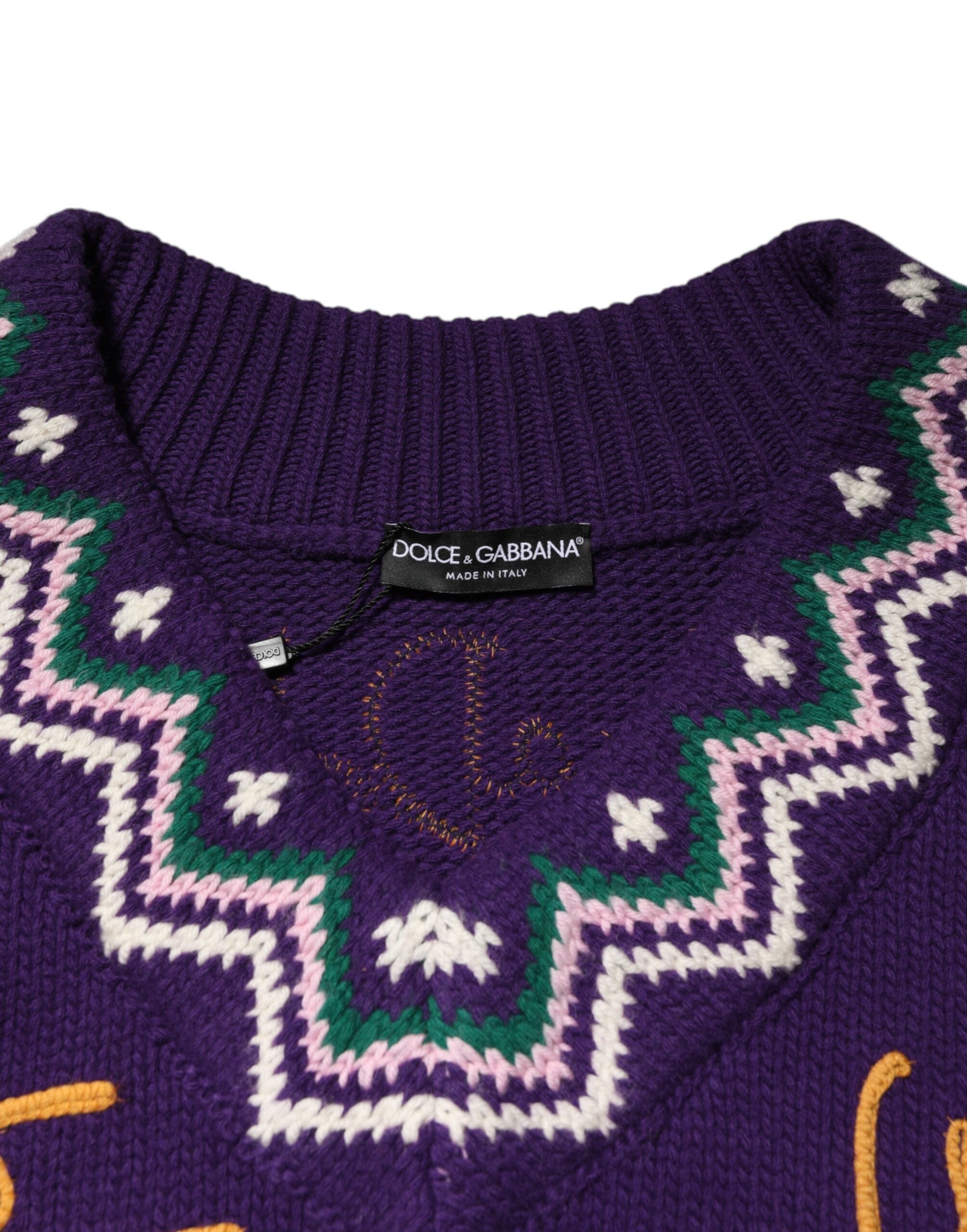Dolce & Gabbana Purple Wool DG Logo Men's Knit Sweater-7