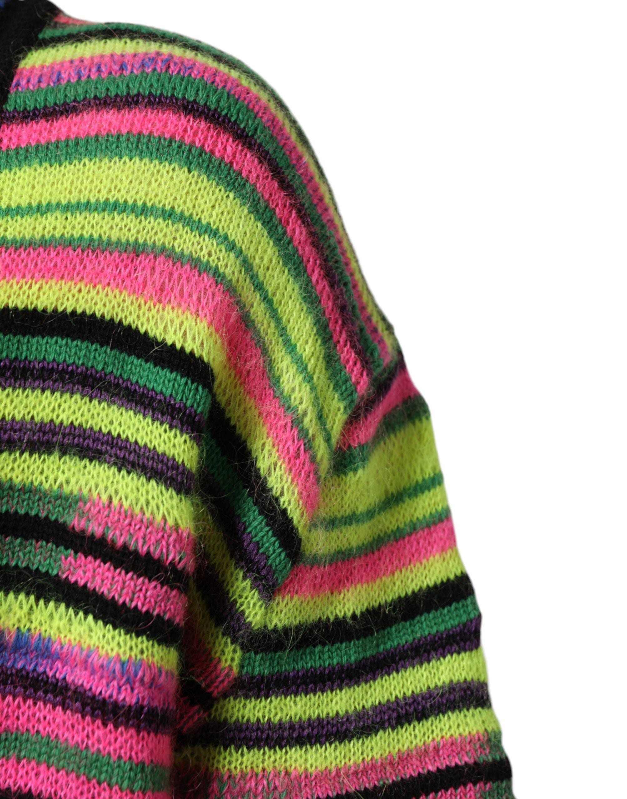 Dolce & Gabbana Multicolor DG Logo V-Ausschnitt Strickpullover-6
