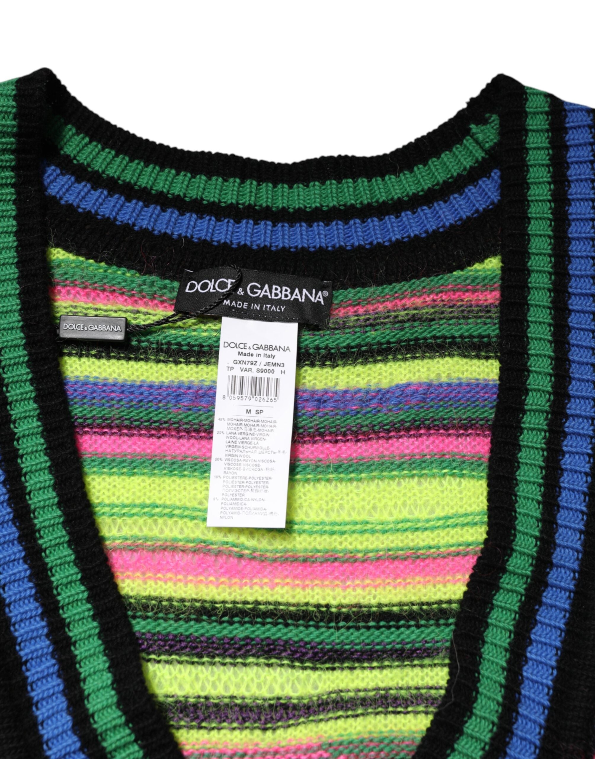 Dolce & Gabbana Multicolor DG Logo V-Ausschnitt Strickpullover-7