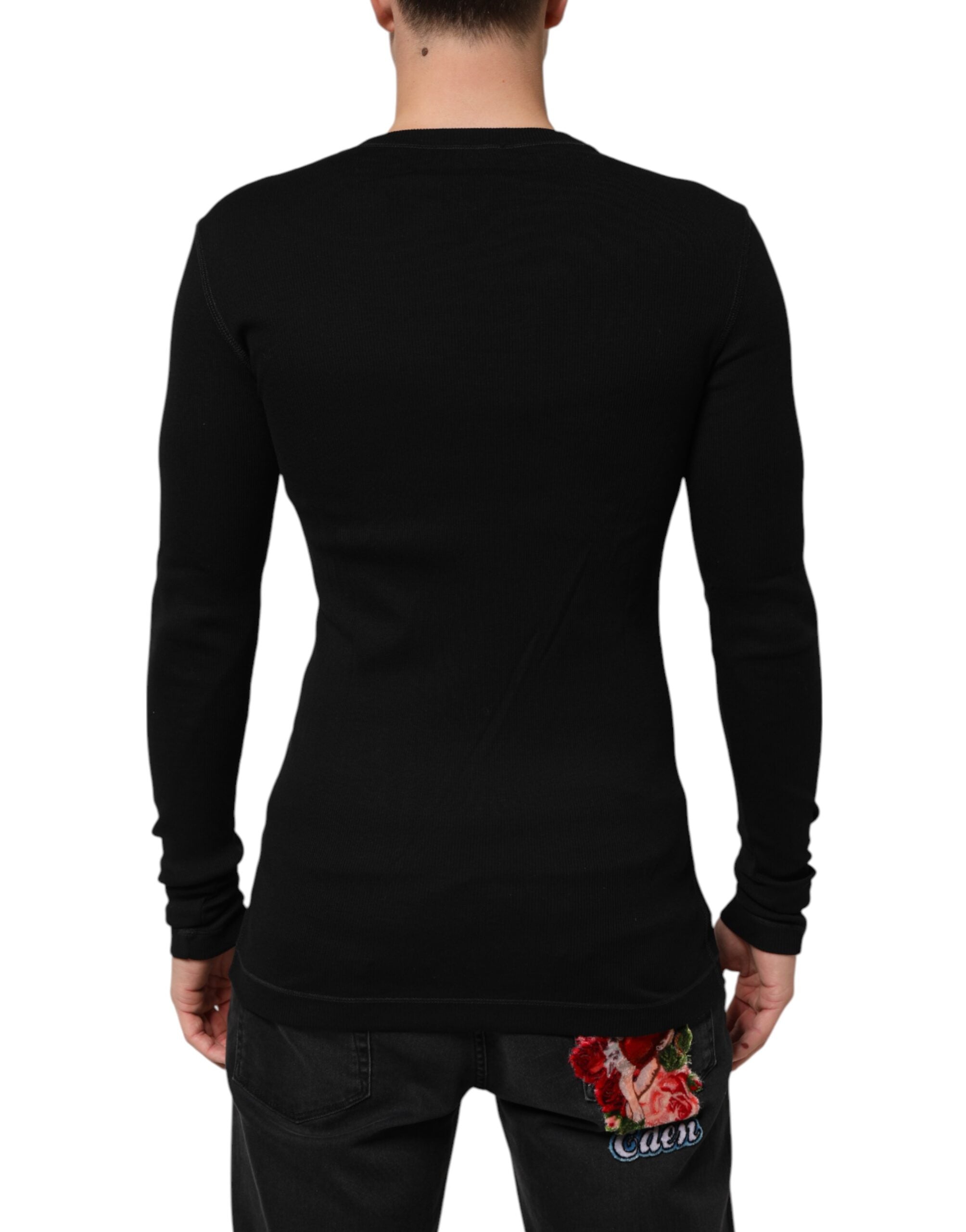 Dolce & Gabbana Black Cotton Cardigan with Button Placket for Men-4