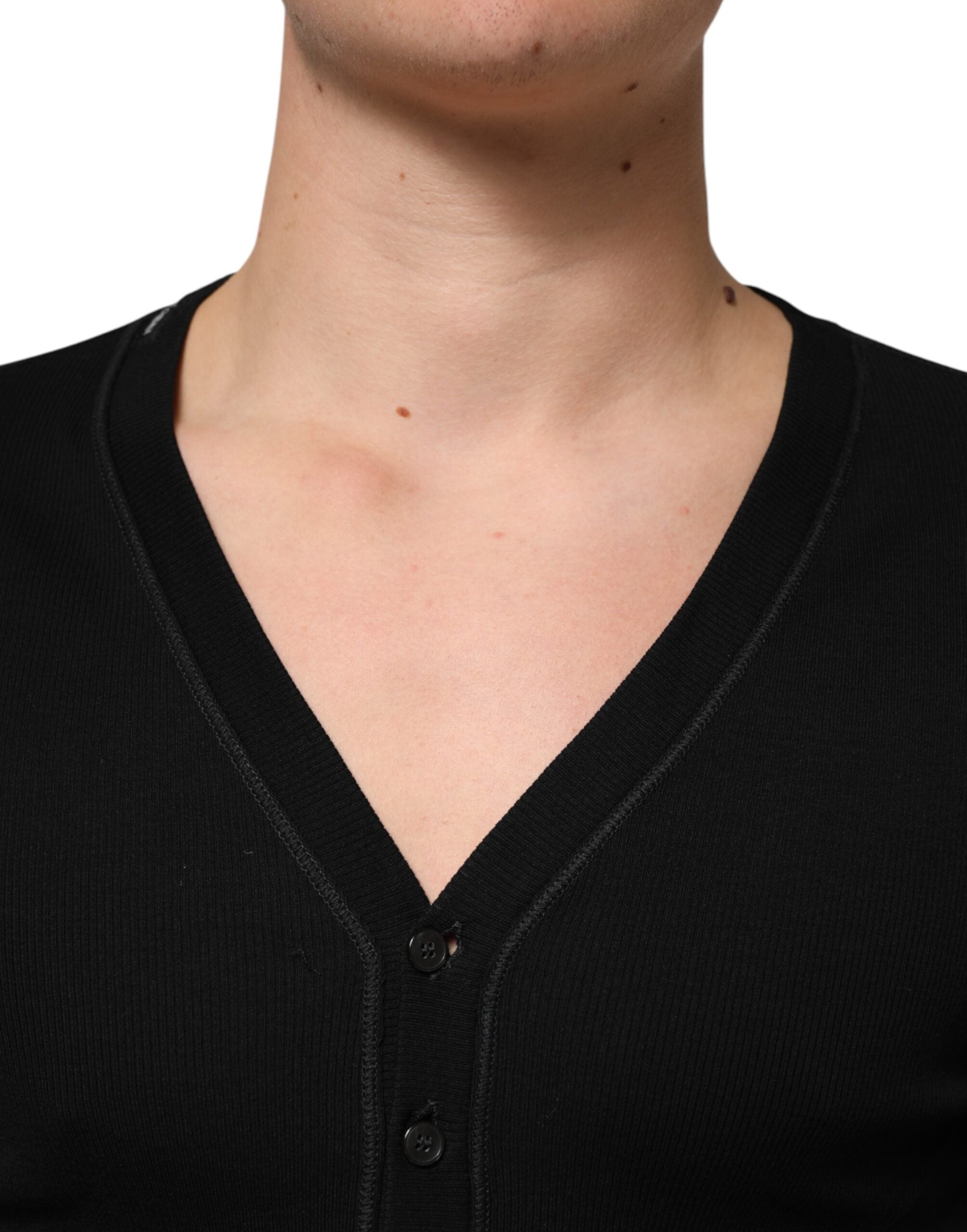 Dolce & Gabbana Black Cotton Cardigan with Button Placket for Men-5