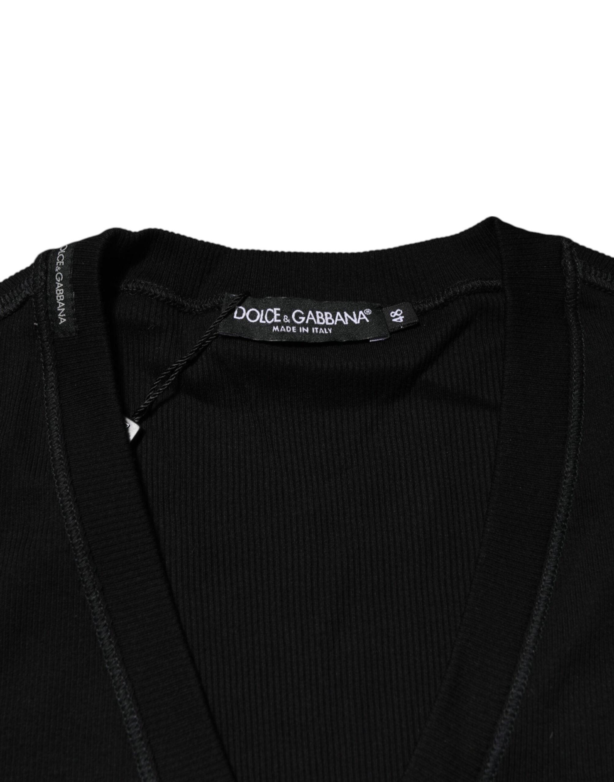 Dolce & Gabbana Black Cotton Cardigan with Button Placket for Men-7
