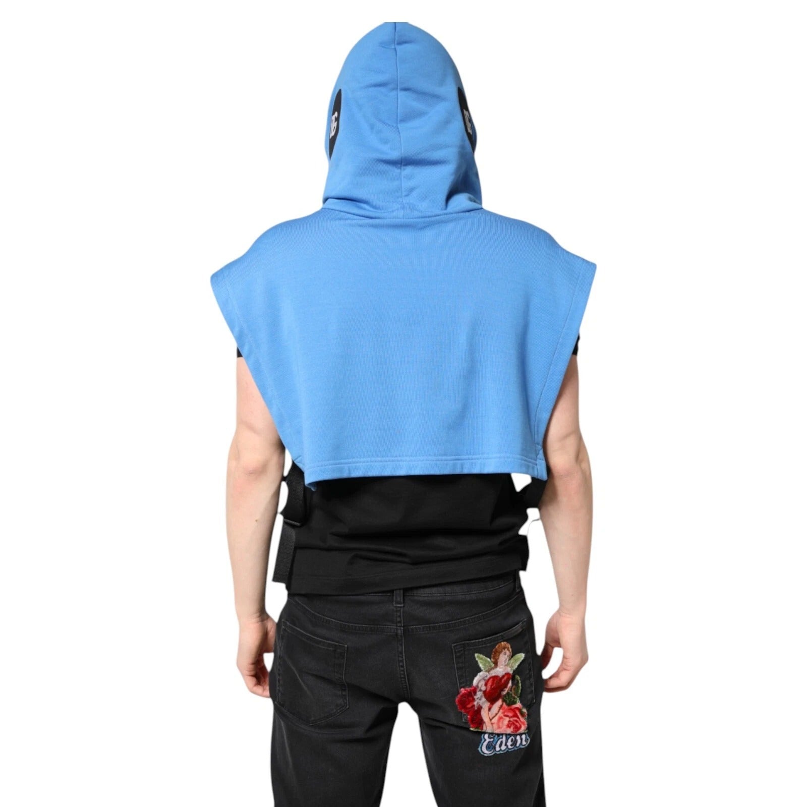 Chaleco deportivo con capucha de algodón azul Dolce & Gabbana para hombre, talla única-3