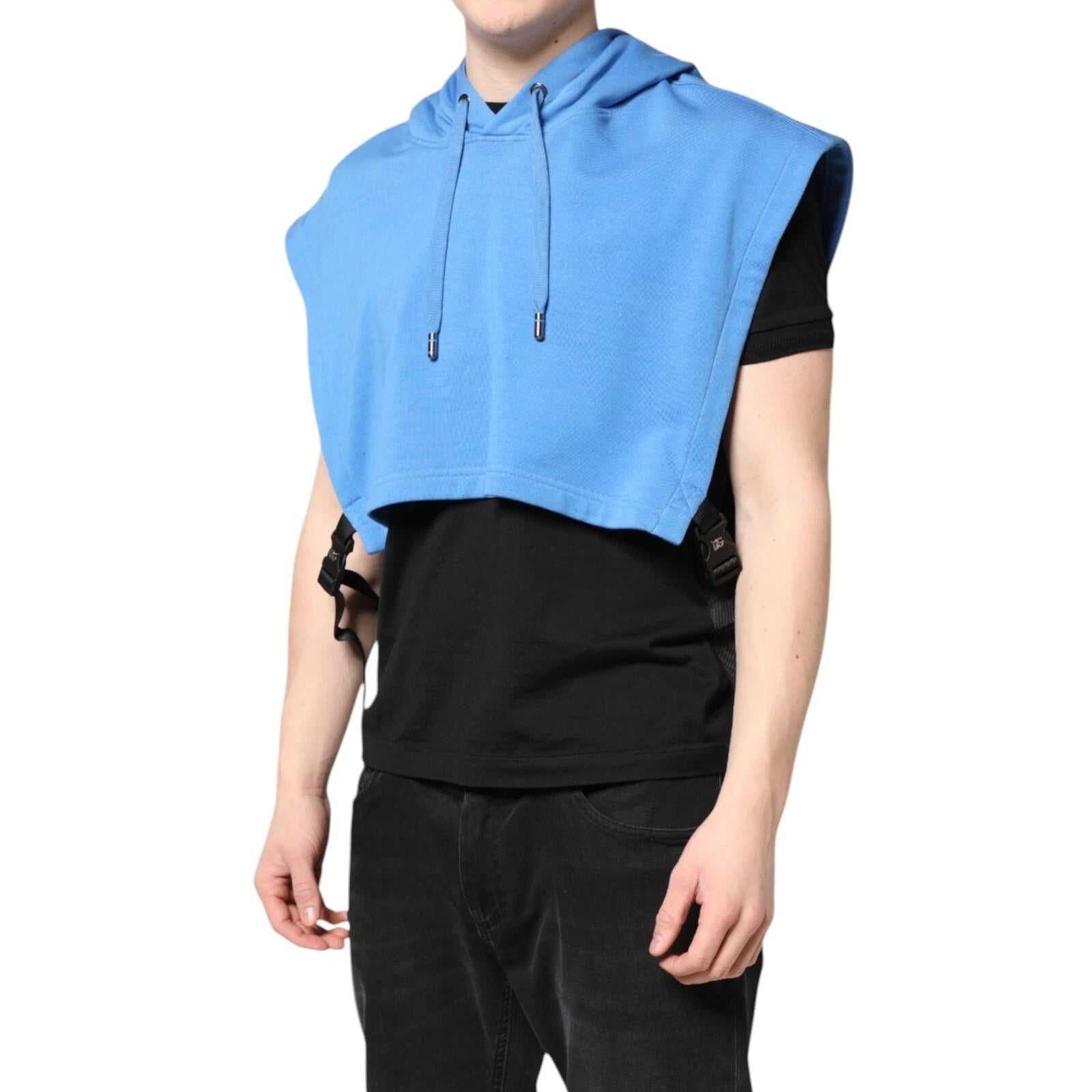 Chaleco deportivo con capucha de algodón azul Dolce & Gabbana para hombre, talla única-2