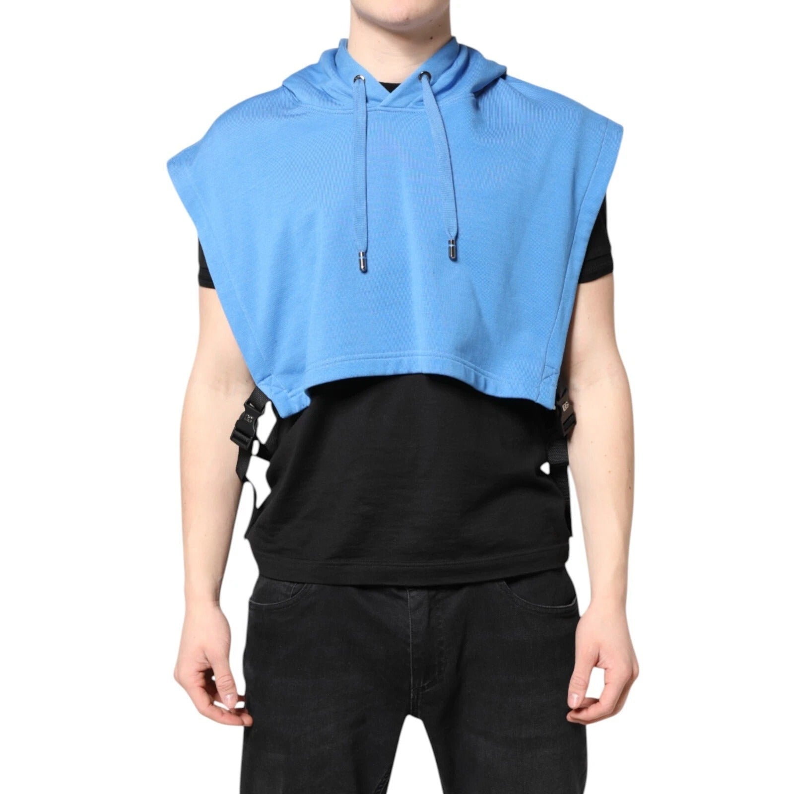Chaleco deportivo con capucha de algodón azul Dolce & Gabbana para hombre, talla única-1