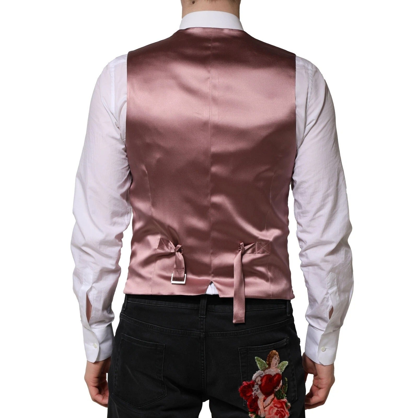 Dolce & Gabbana Pink Wool Dress Formal Men's Vest-3