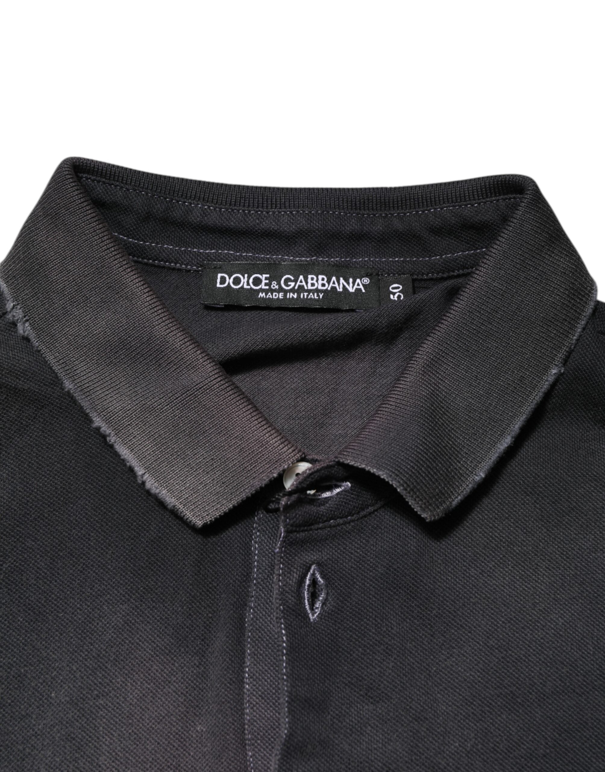 Polo de algodón gris con cuello de Dolce & Gabbana para hombre-6