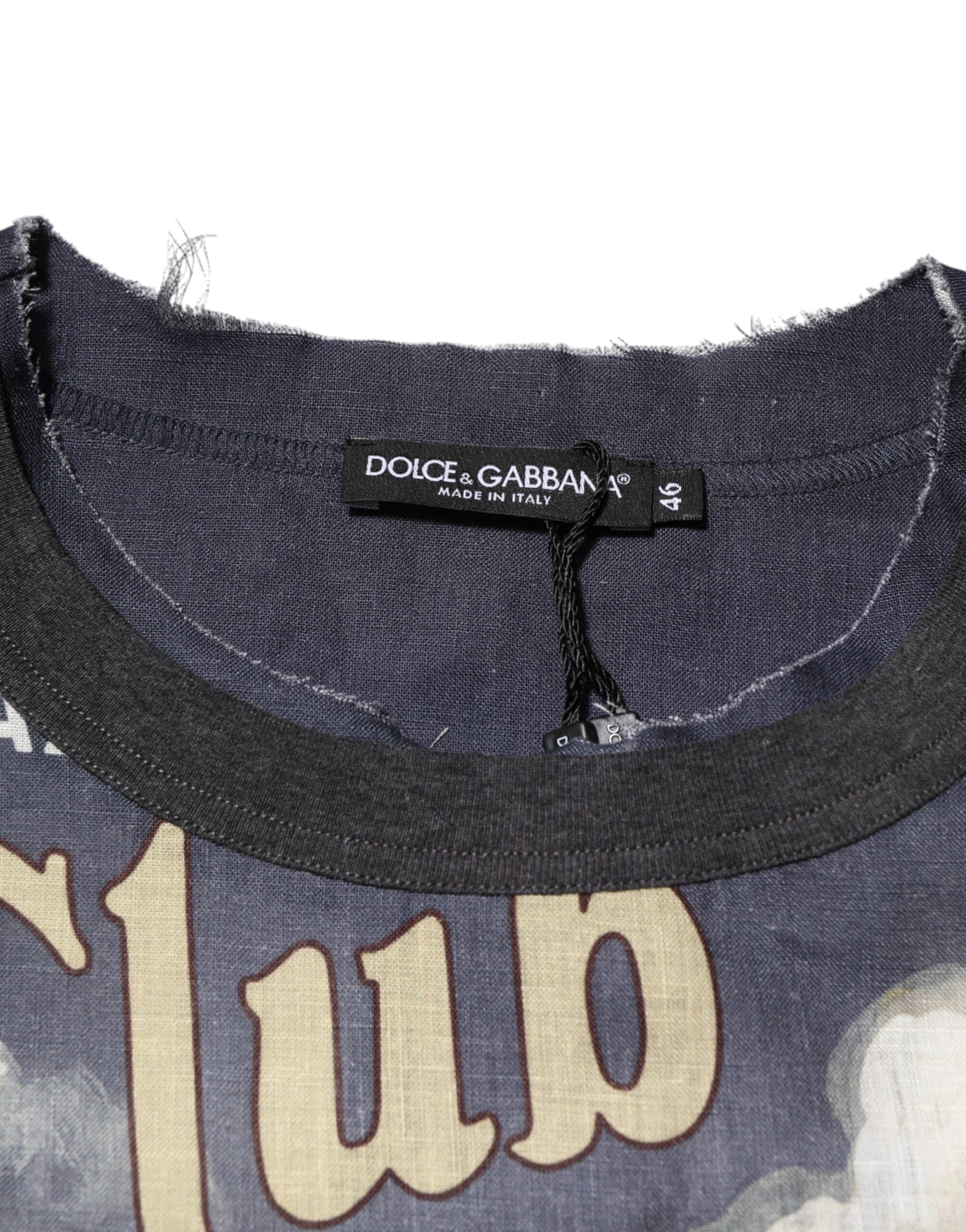 Dolce & Gabbana Palermo Jazz Club Leinen-T-Shirt mit Rundhalsausschnitt für Männer-5