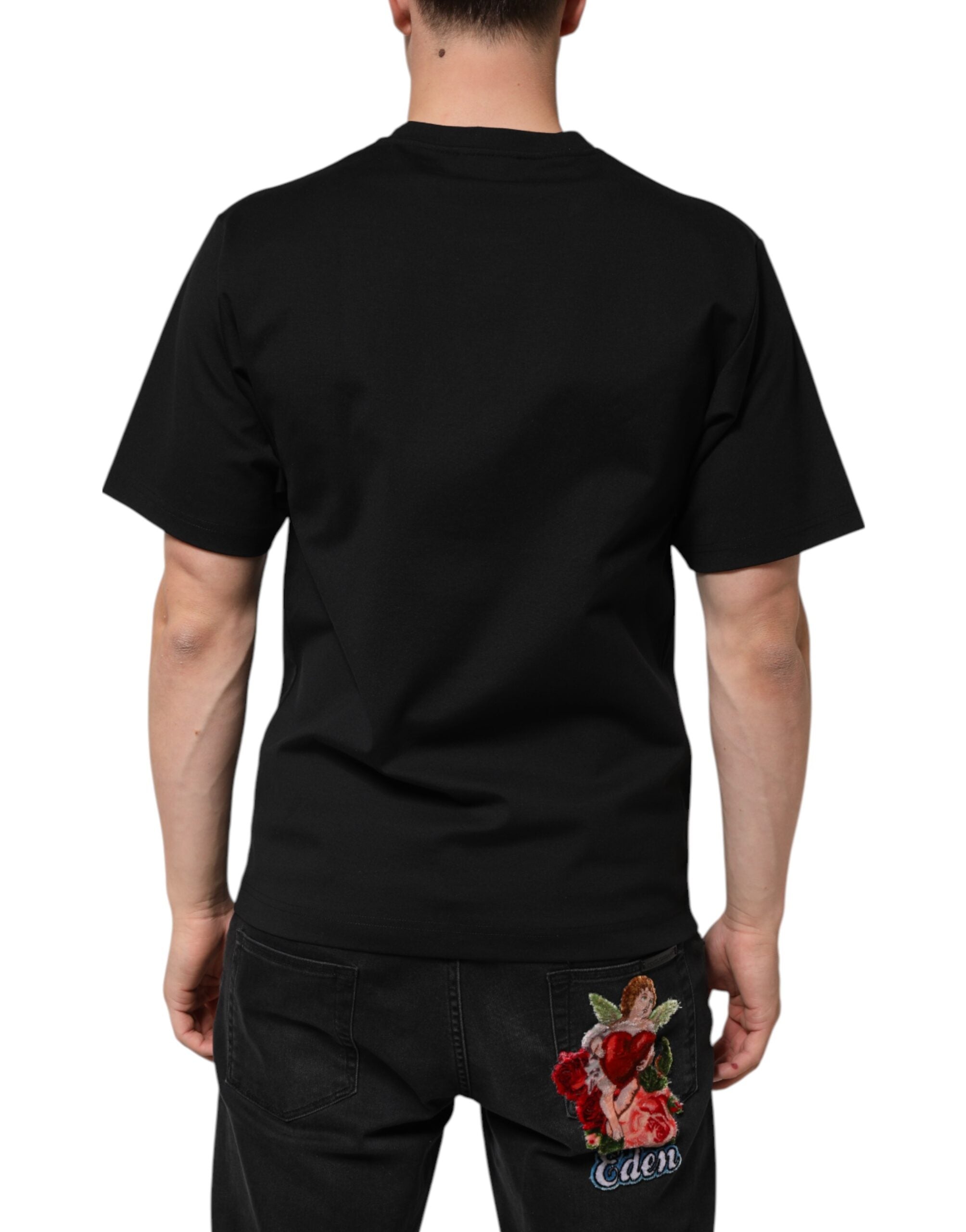 Dolce & Gabbana Schwarzes DG Logo Graffiti T-Shirt aus Baumwolle mit kurzen Ärmeln-4