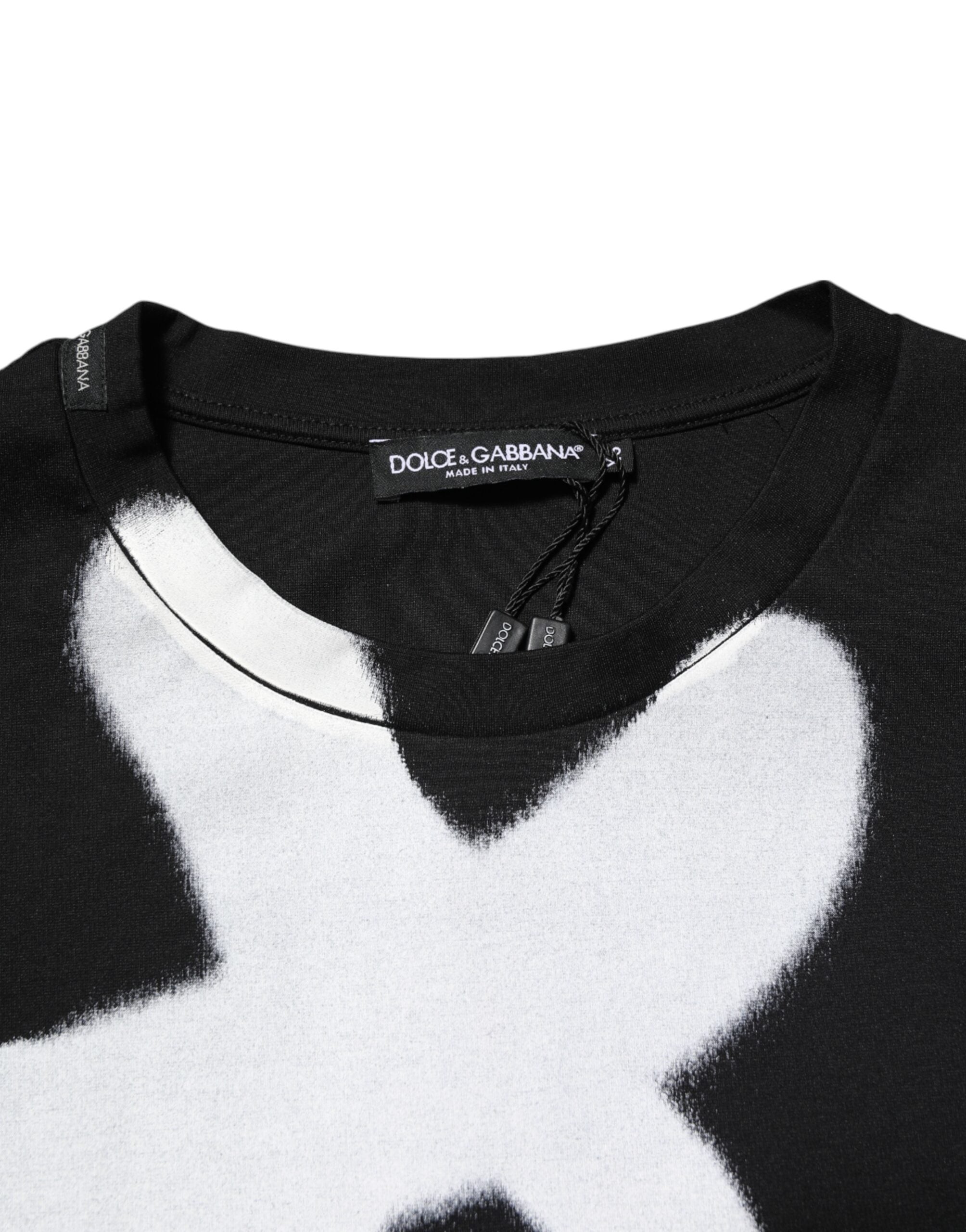 Dolce & Gabbana Schwarzes DG Logo Graffiti T-Shirt aus Baumwolle mit kurzen Ärmeln-6
