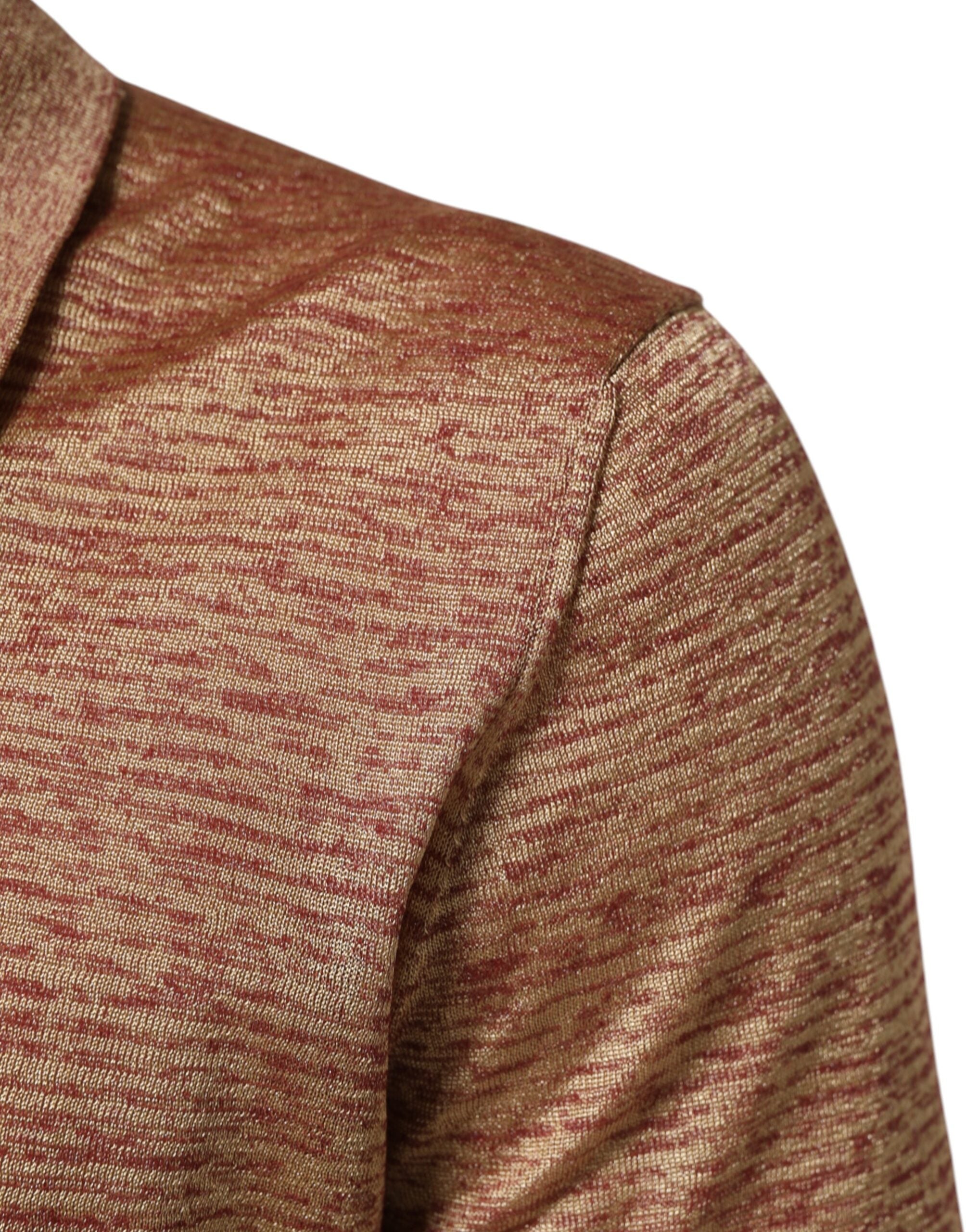 Dolce & Gabbana brown short-sleeved polo shirt in textured silk-6