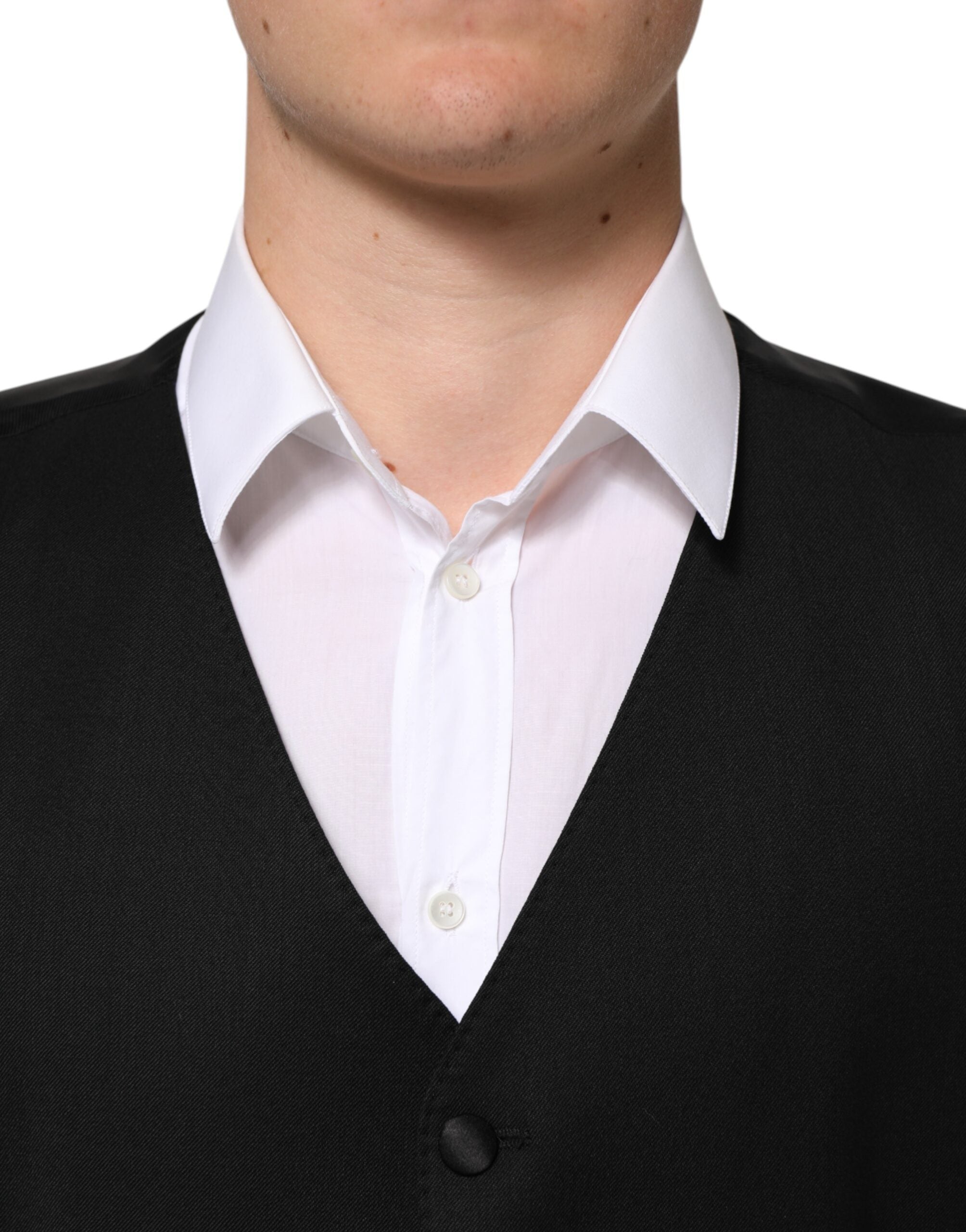 Dolce & Gabbana Schwarz Wolle Kleid Formal Männer Weste Weste-5