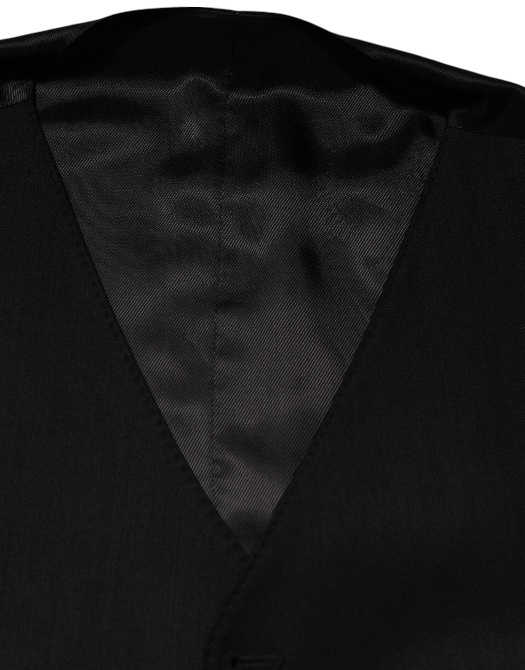 Dolce & Gabbana Schwarz Wolle Kleid Formal Männer Weste Weste-6