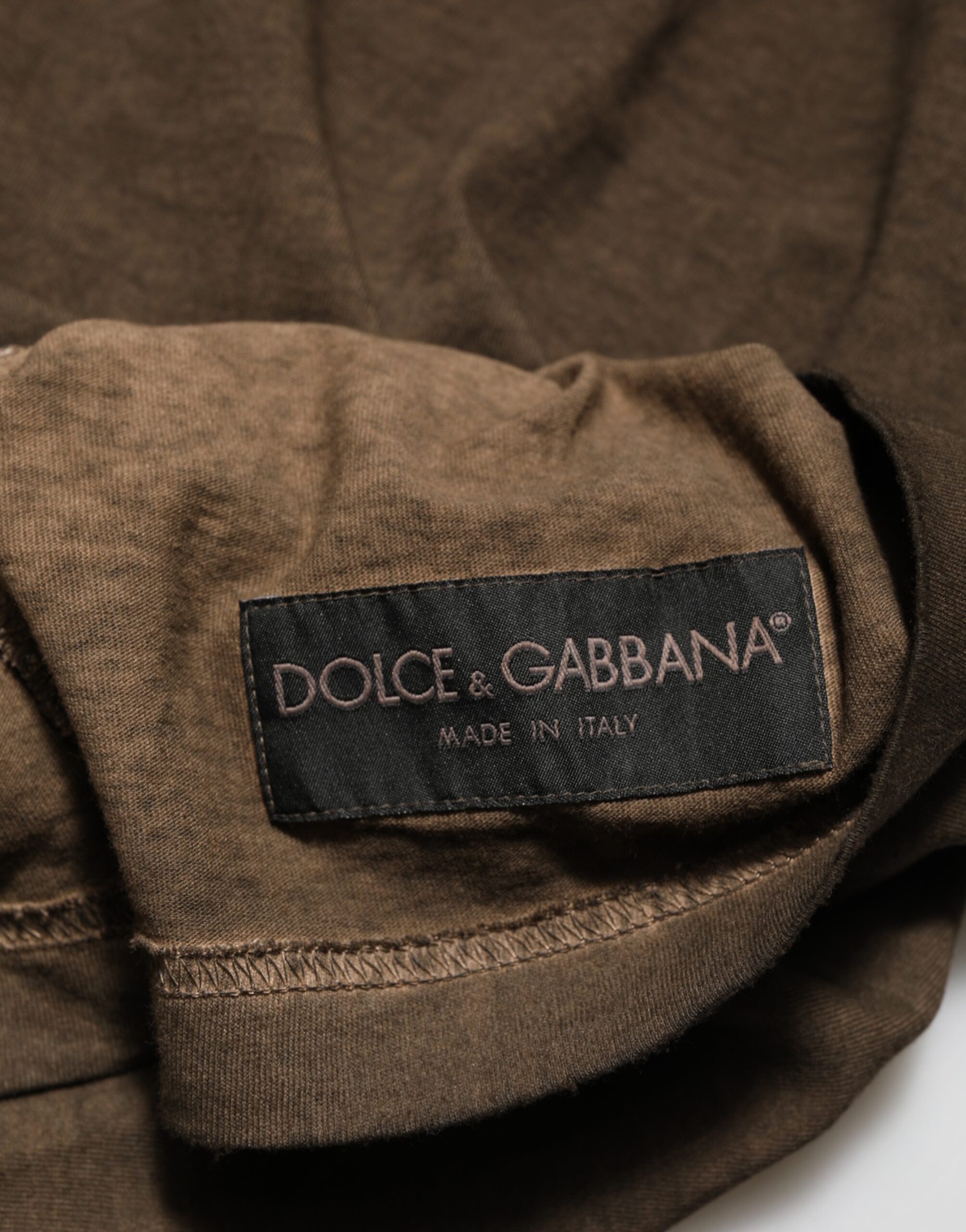 Dolce & Gabbana Dunkelbraunes T-Shirt mit zerfetztem Logo aus Baumwolle für Männer-8
