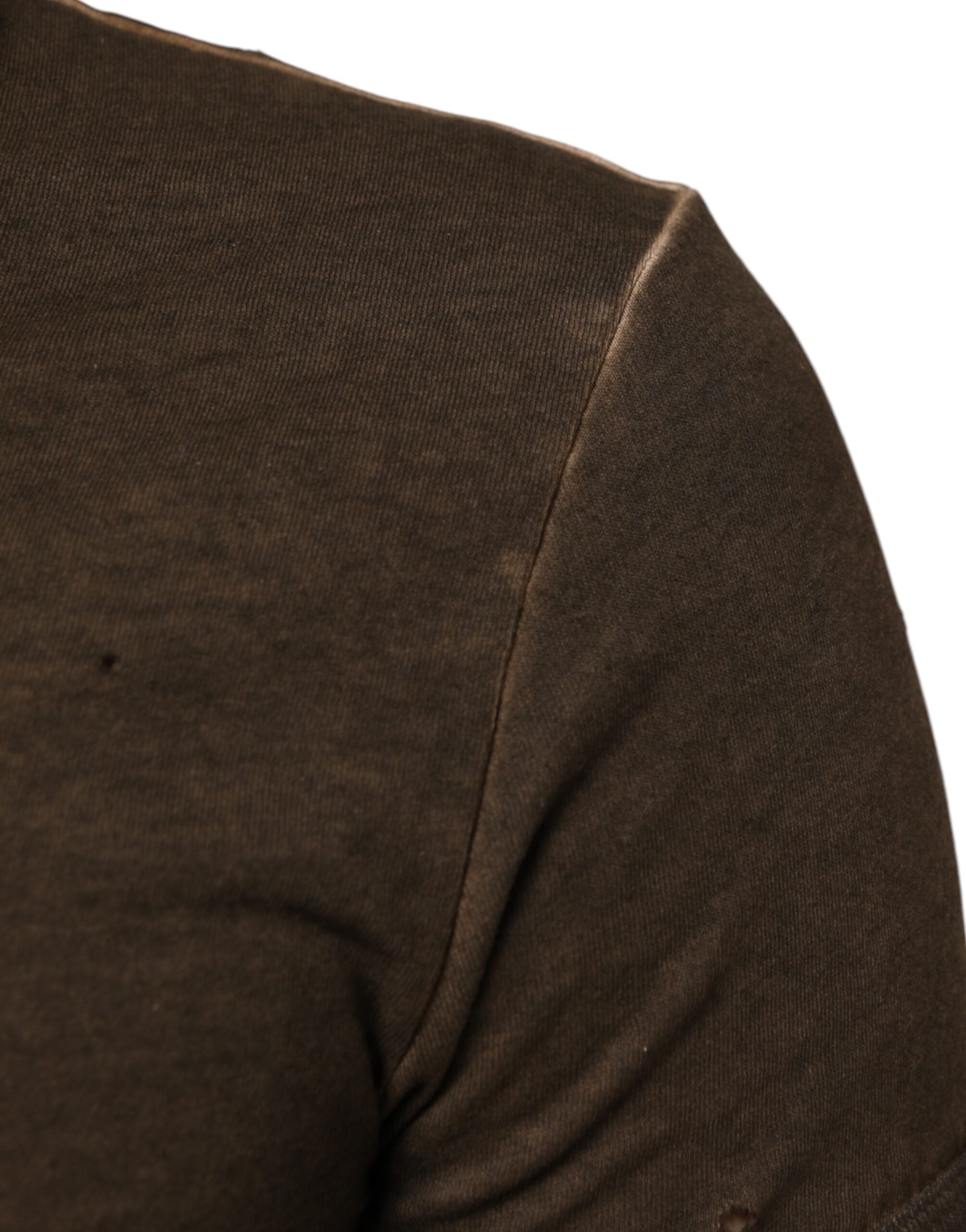 Dolce & Gabbana Dunkelbraunes T-Shirt mit zerfetztem Logo aus Baumwolle für Männer-6