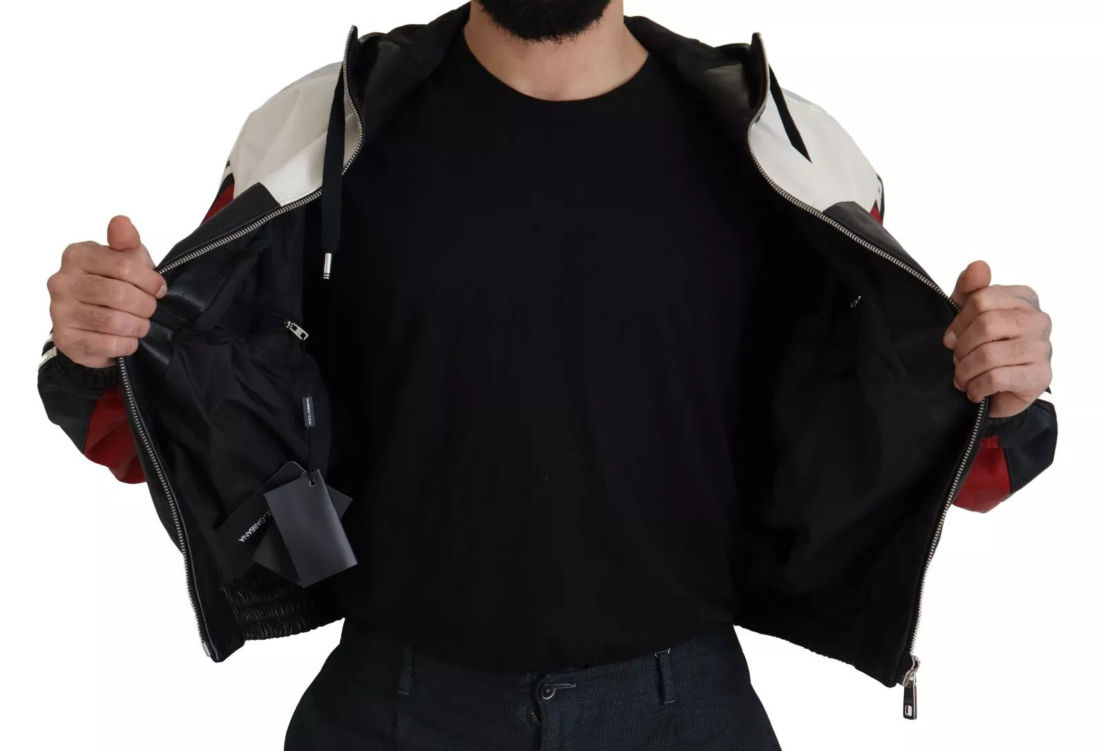 Dolce & Gabbana Black Leather Hooded Blouson Jacket-6