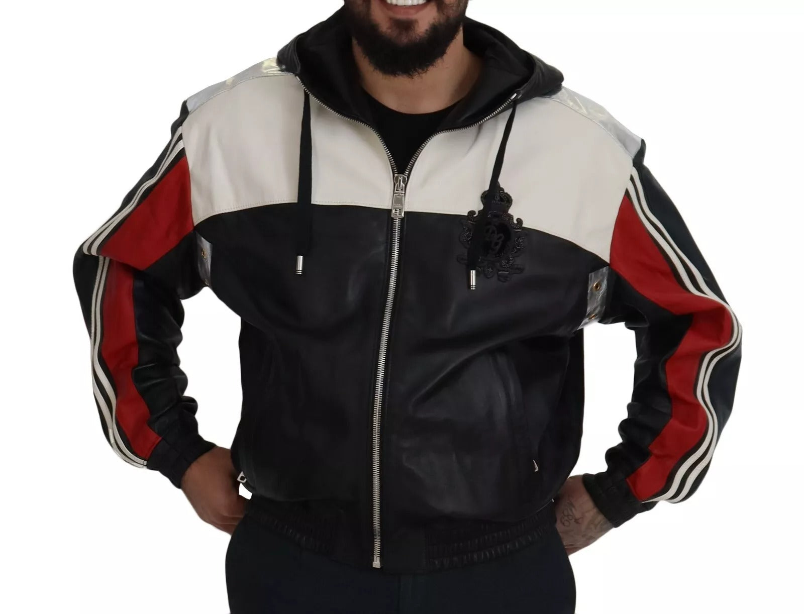 Dolce & Gabbana Black Leather Hooded Blouson Jacket-2