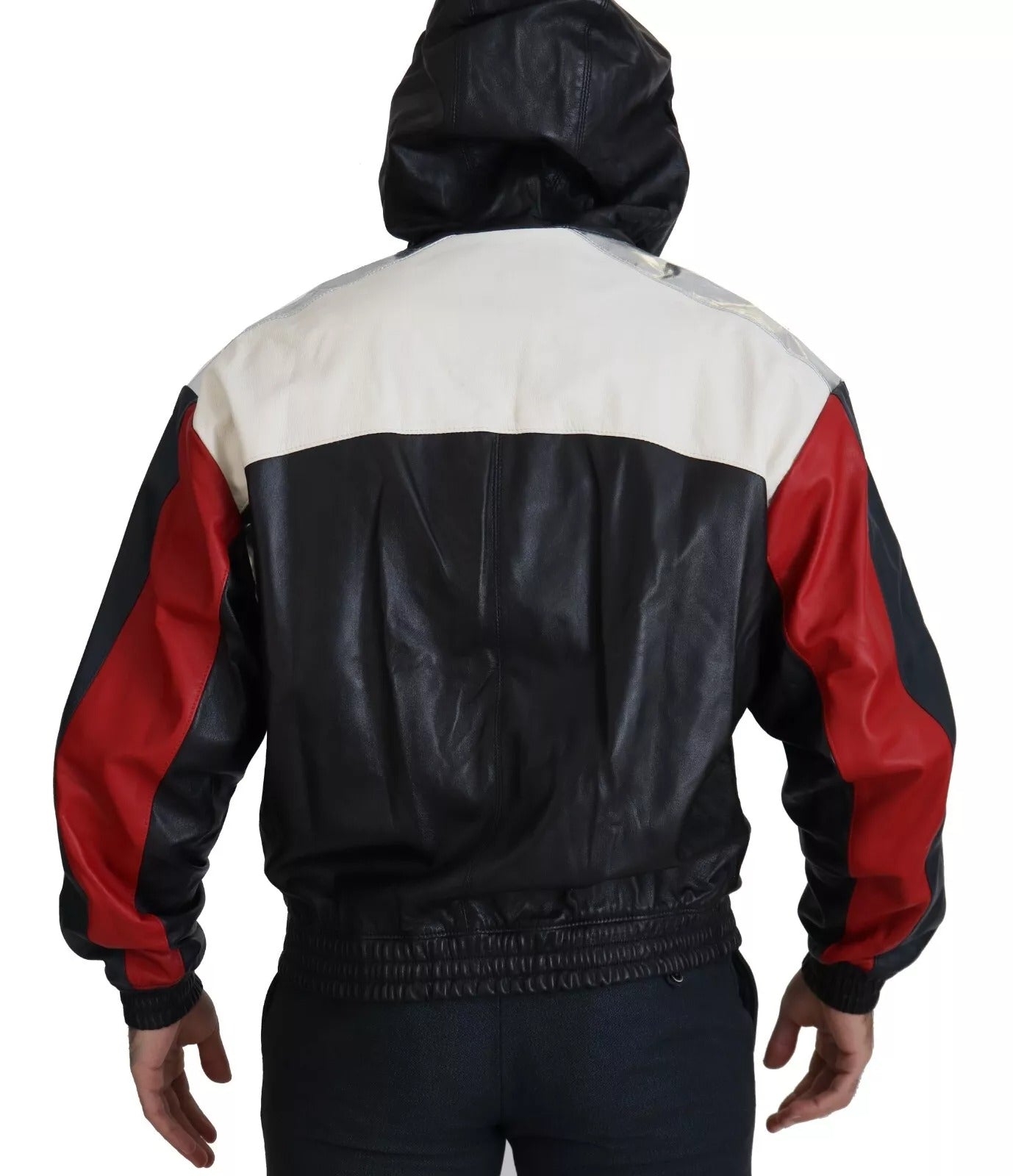 Dolce & Gabbana Black Leather Hooded Blouson Jacket-4