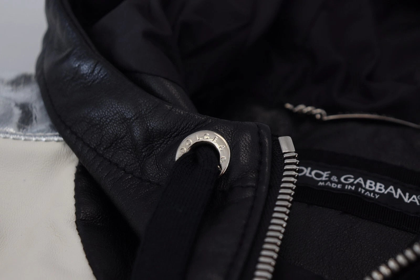Dolce & Gabbana Black Leather Hooded Blouson Jacket-7