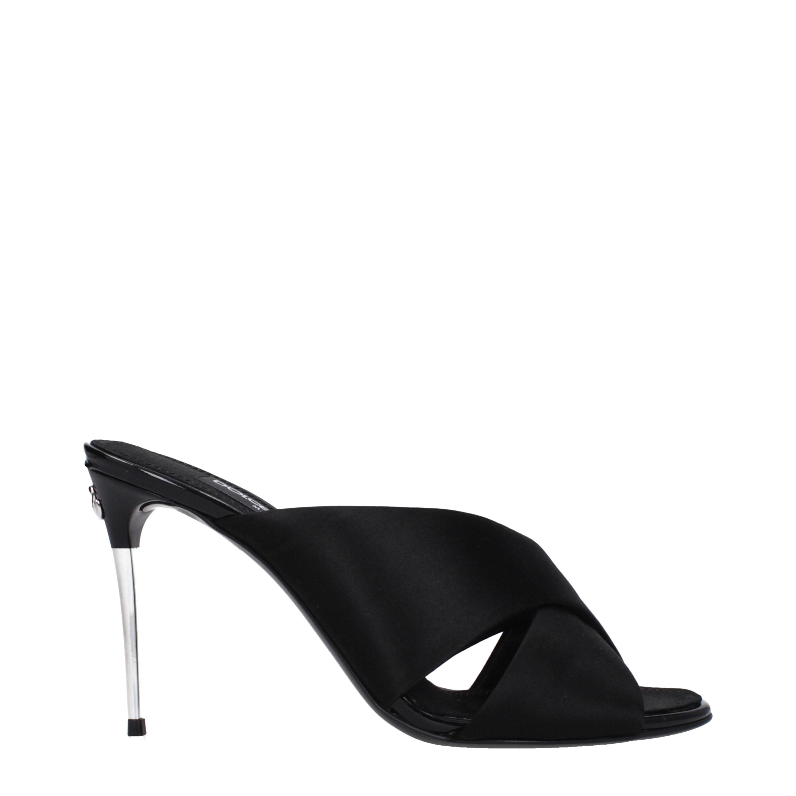 Dolce & Gabbana Black Satin Stiletto Sandals-1