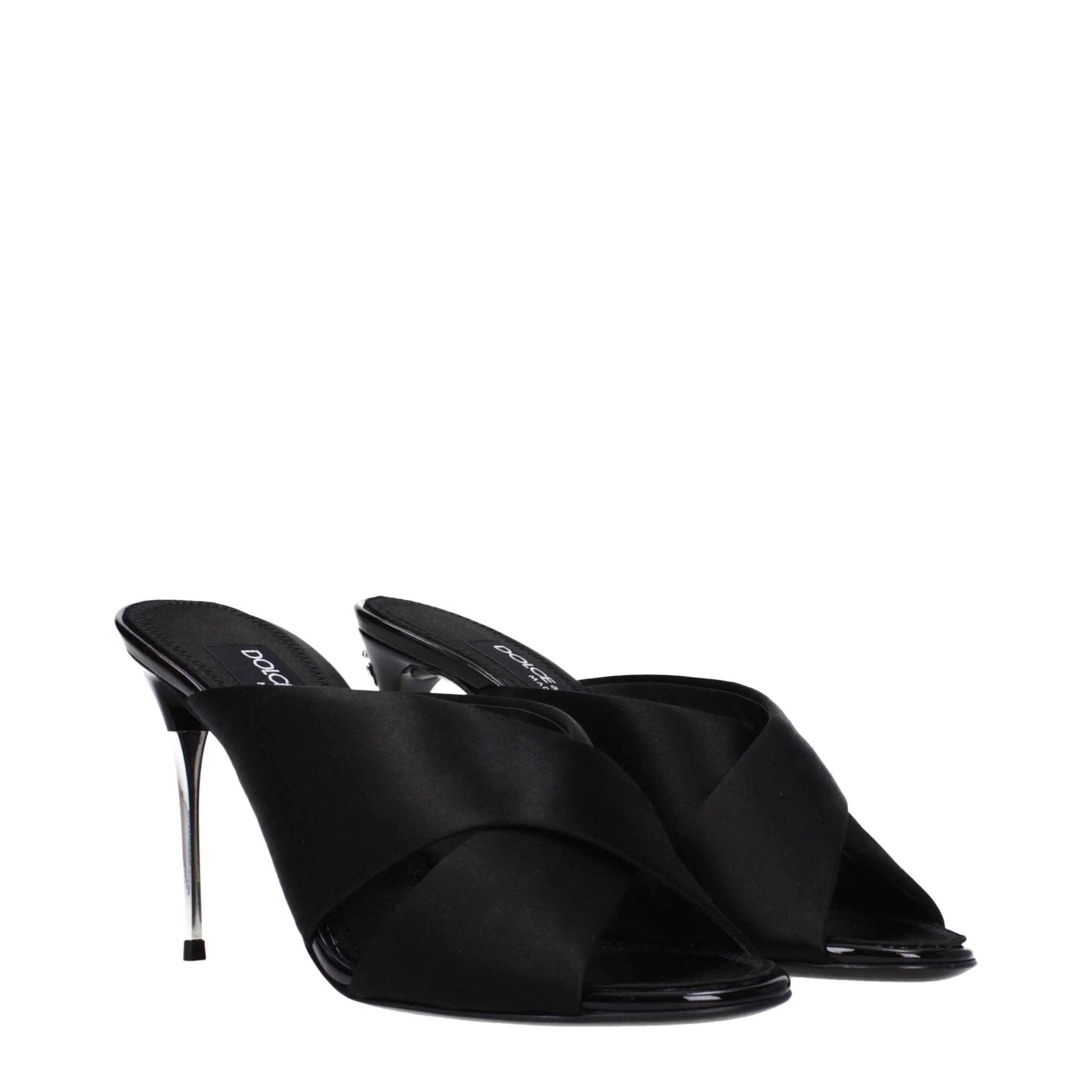 Dolce & Gabbana Black Satin Stiletto Sandals-2