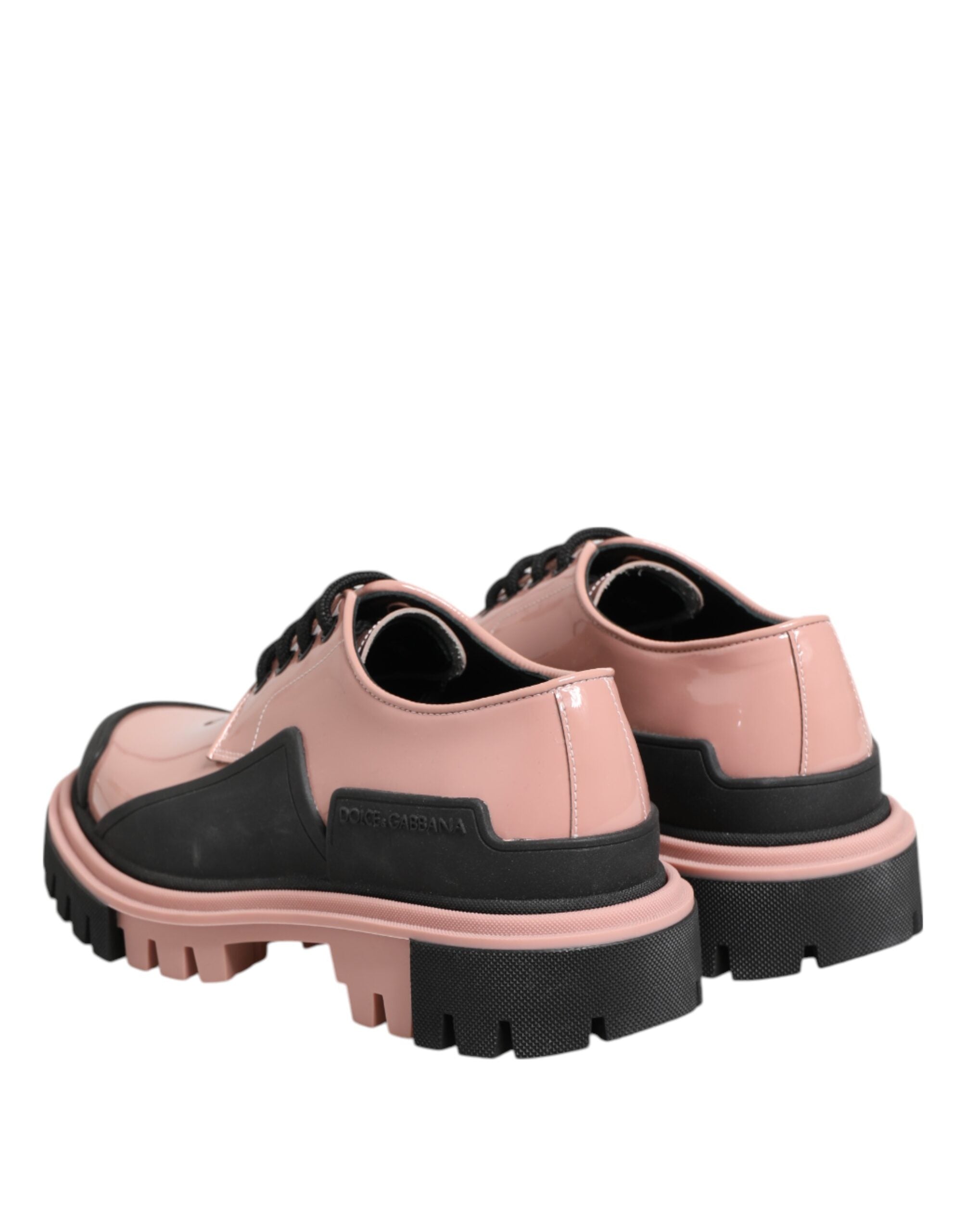 Dolce & Gabbana Leichte puderrosa schwarze Leder Schnürschuhe-6