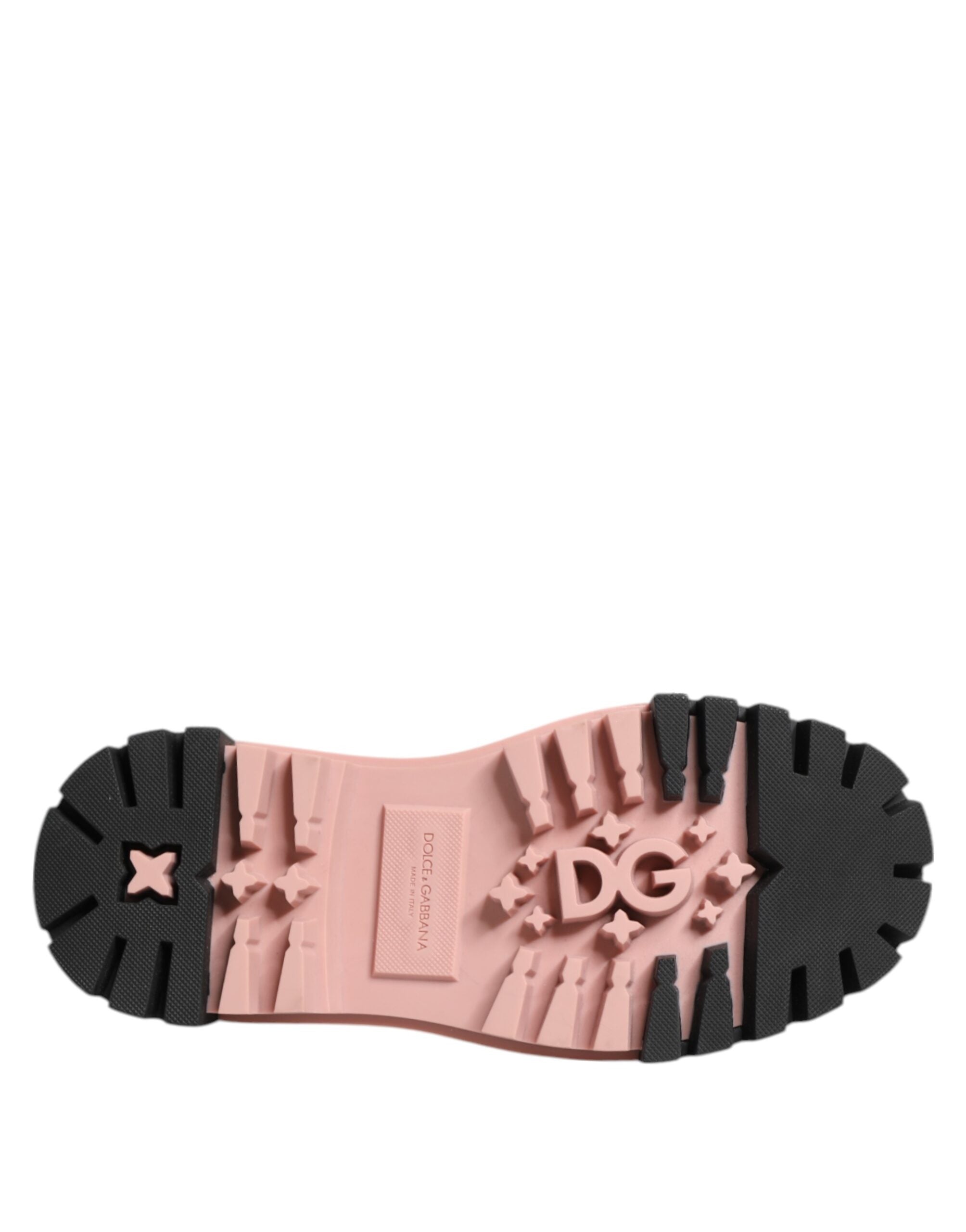 Dolce & Gabbana Leichte puderrosa schwarze Leder Schnürschuhe-8