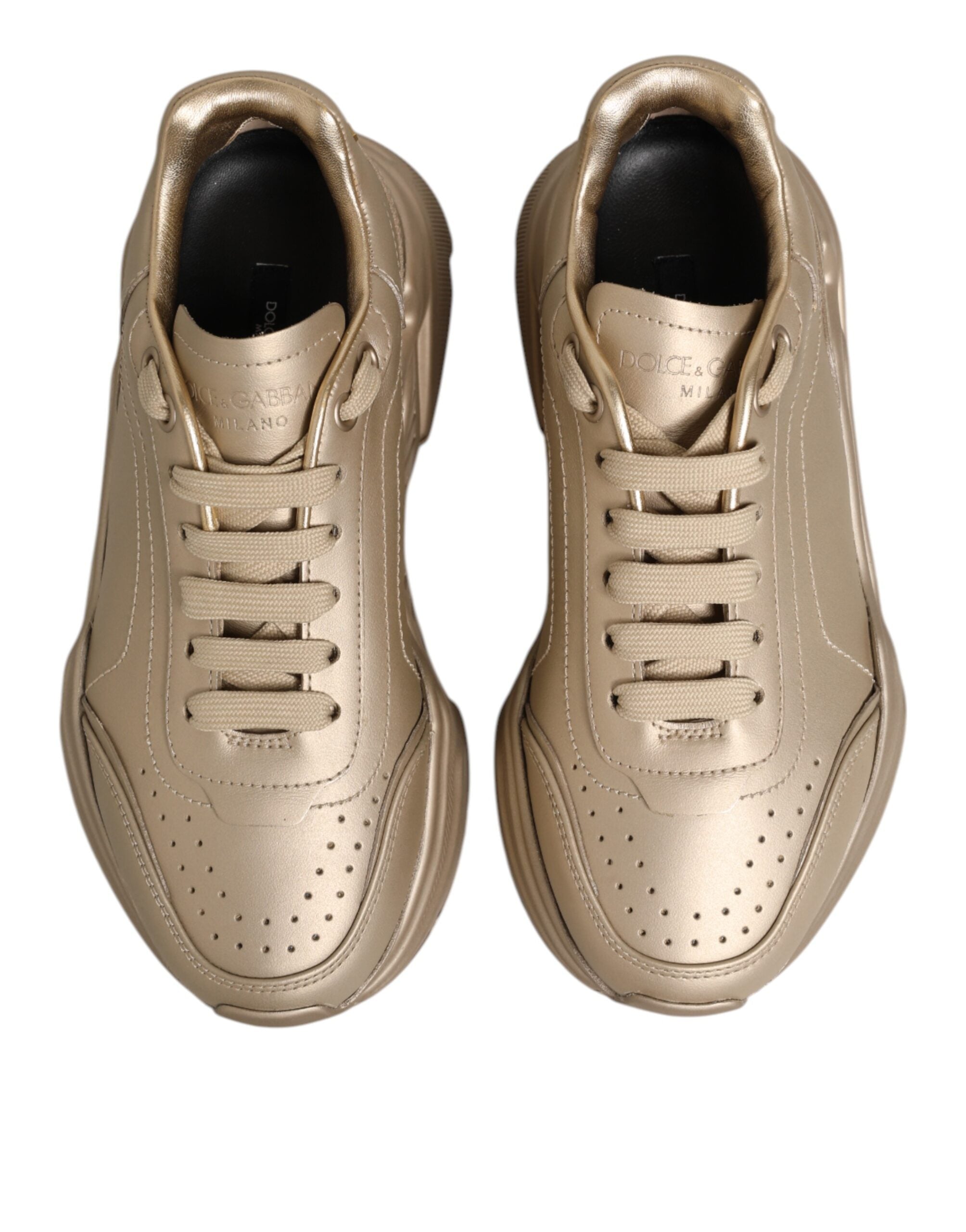 Dolce & Gabbana Gold Leather Daymaster Women's Sneakers Shoes-4