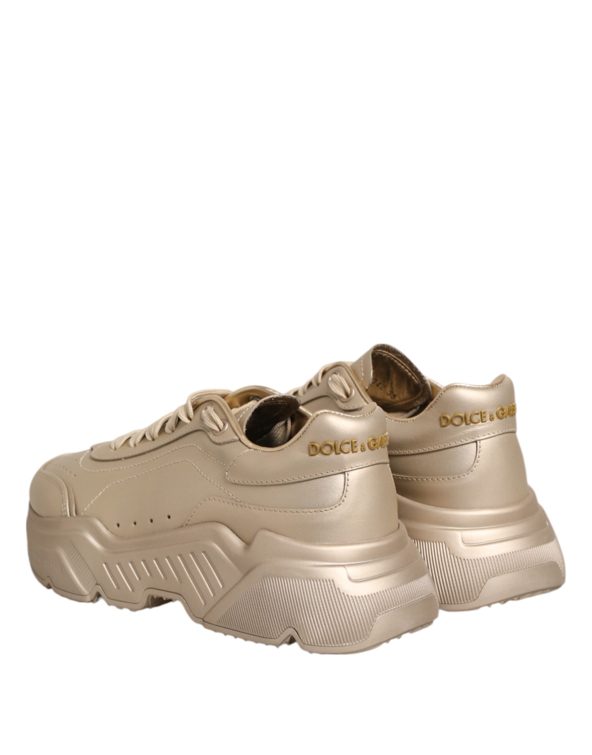 Dolce & Gabbana Gold Leather Daymaster Women's Sneakers Shoes-6