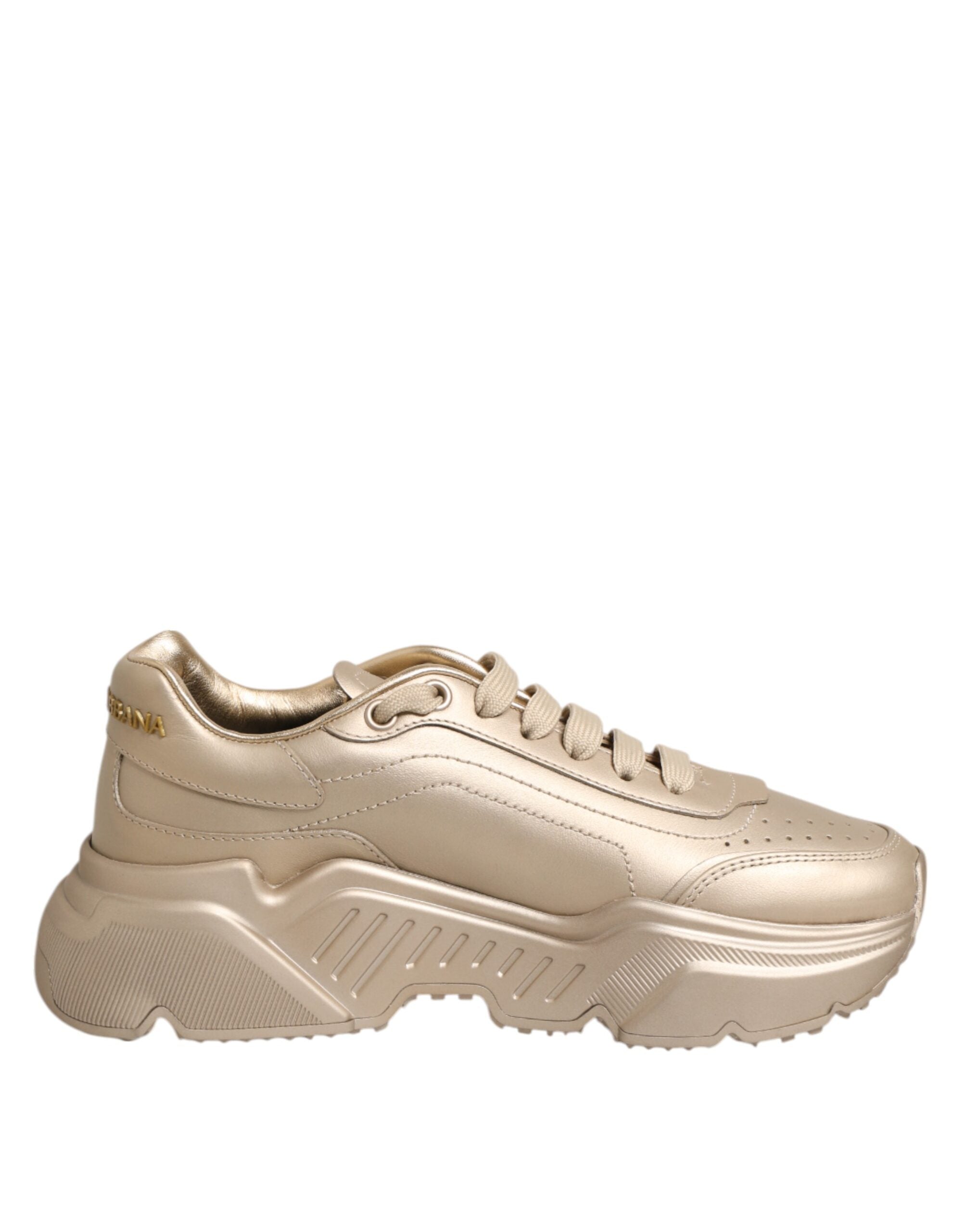 Dolce & Gabbana Gold Leather Daymaster Women's Sneakers Shoes-2