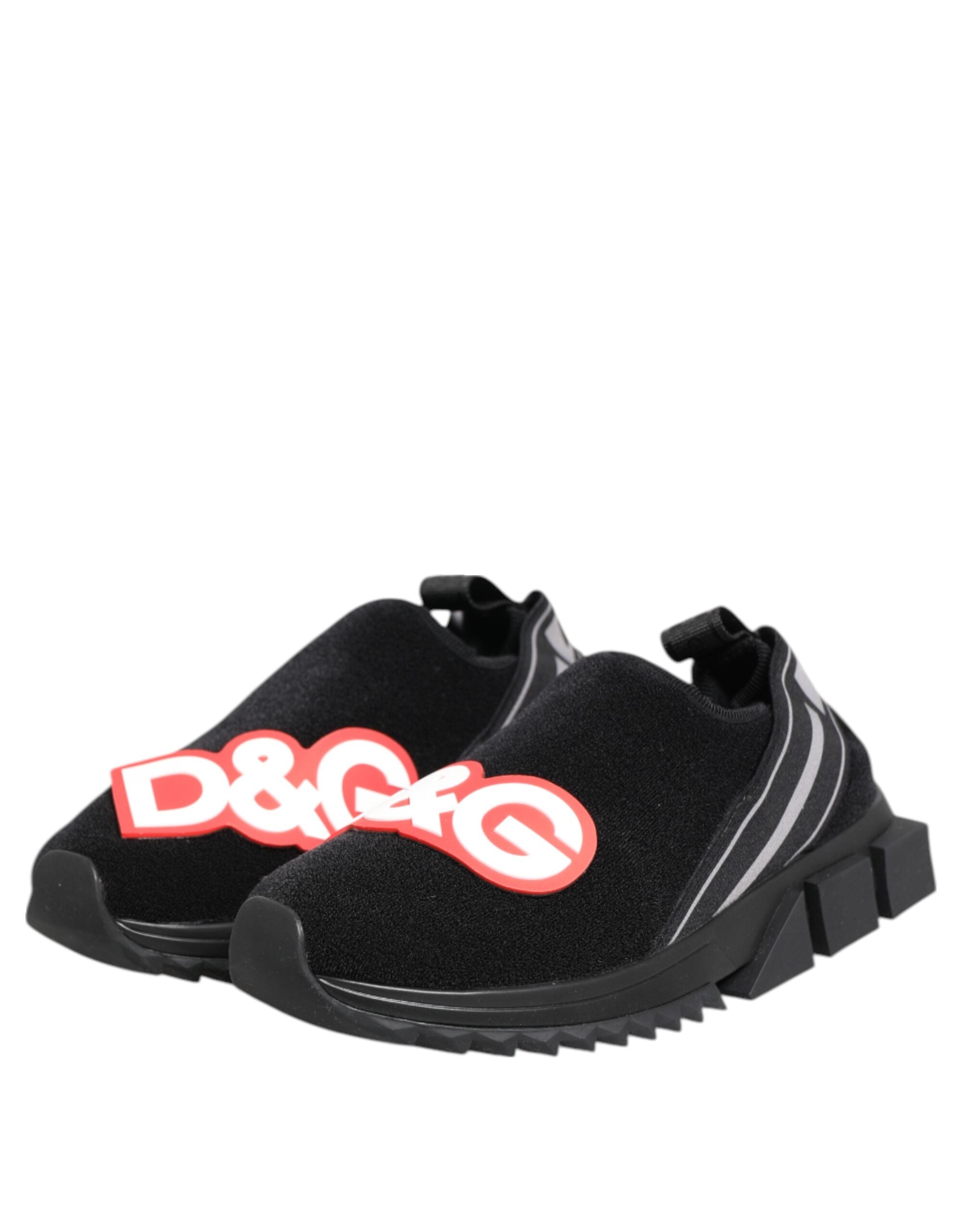 Dolce & Gabbana Schwarz Grau Slip On Sorrento Sneakers Schuhe-5