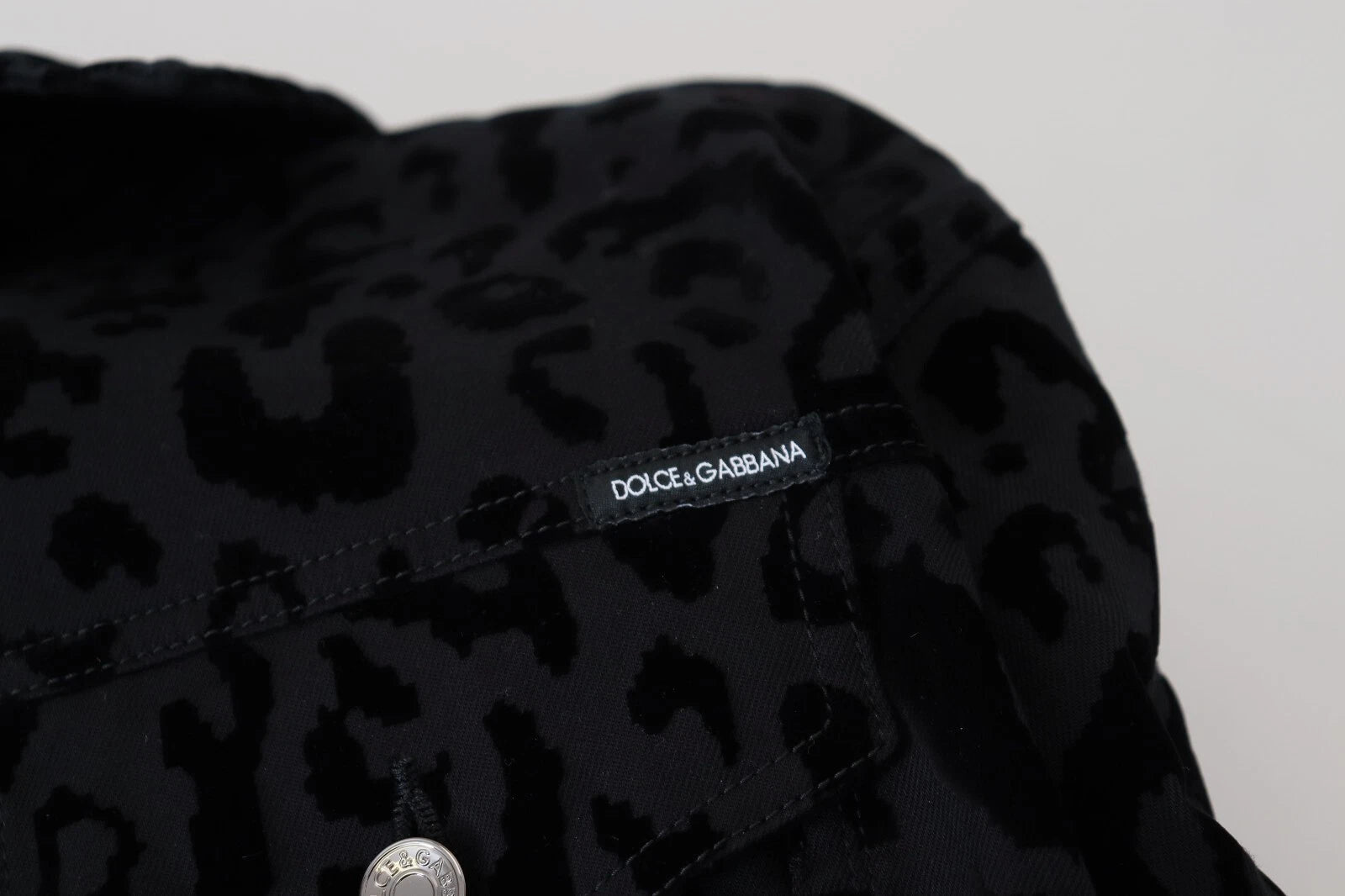 Dolce & Gabbana Cotton Black Leopard Long Sleeve Denim Jacket-6